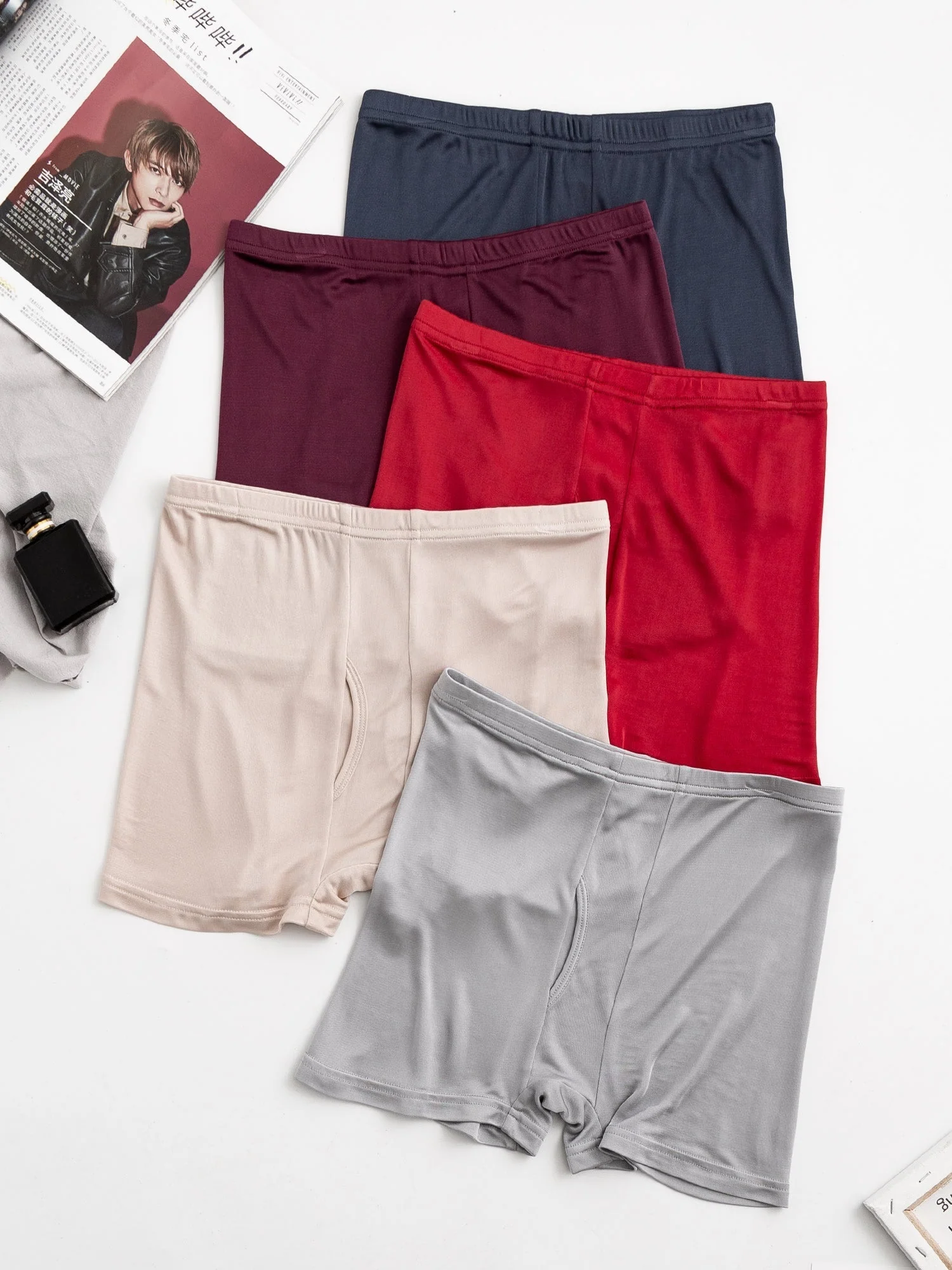 5-Pack Herr Boxerkalsonger i Ren Siden med Gylf - Image 23