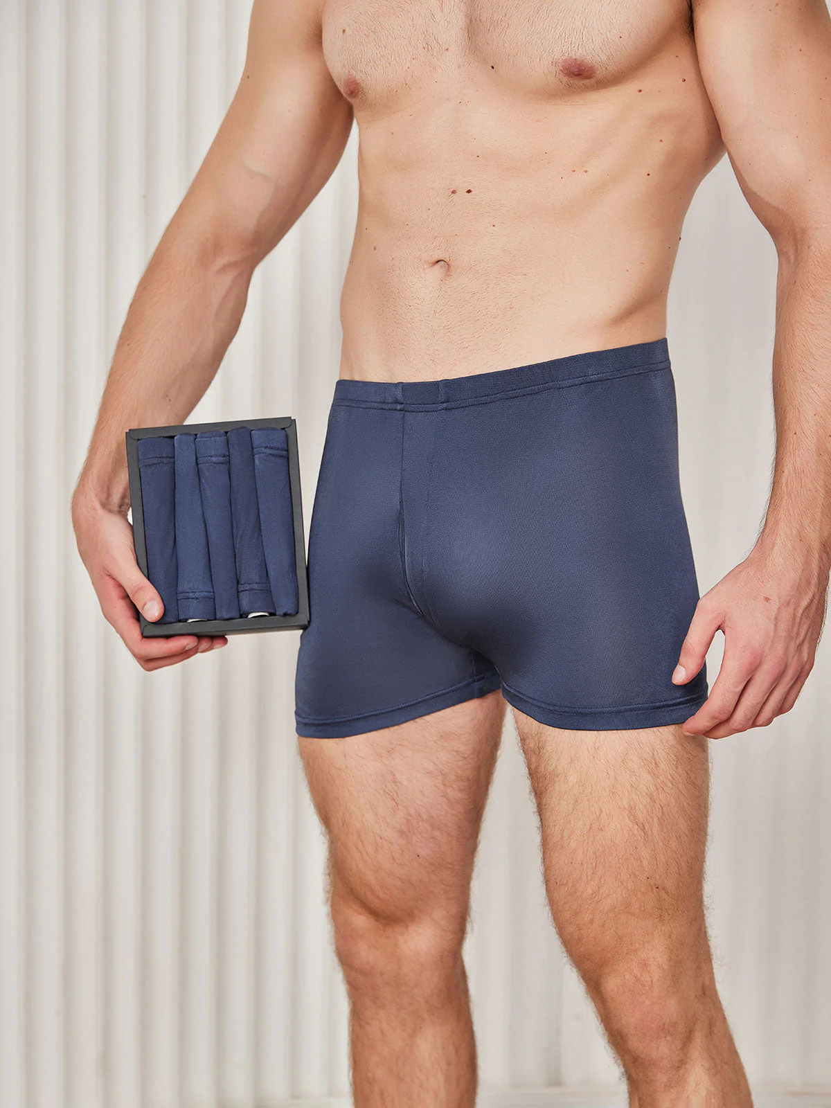 5-Pack Herr Boxerkalsonger i Ren Siden med Gylf - Image 3