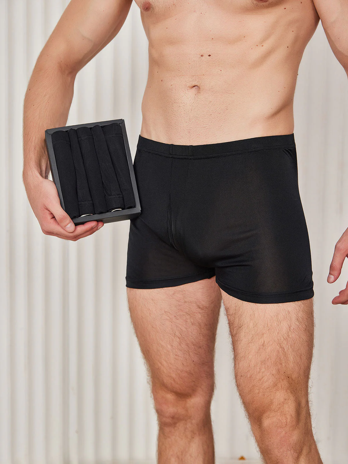 5-Pack Herr Boxerkalsonger i Ren Siden med Gylf - Image 5