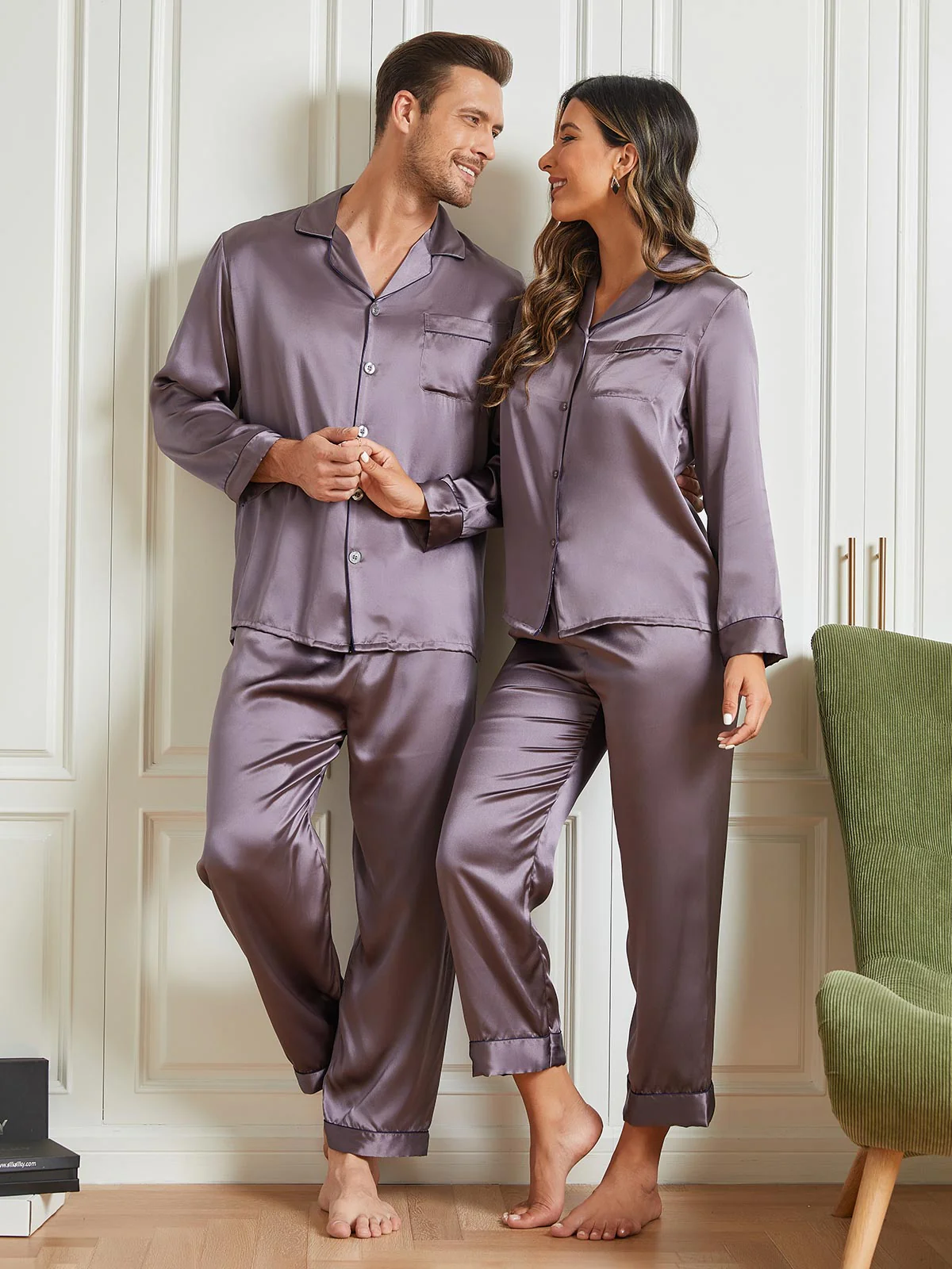 Rent silke Pyjamas för Par totalt 4st - Image 17