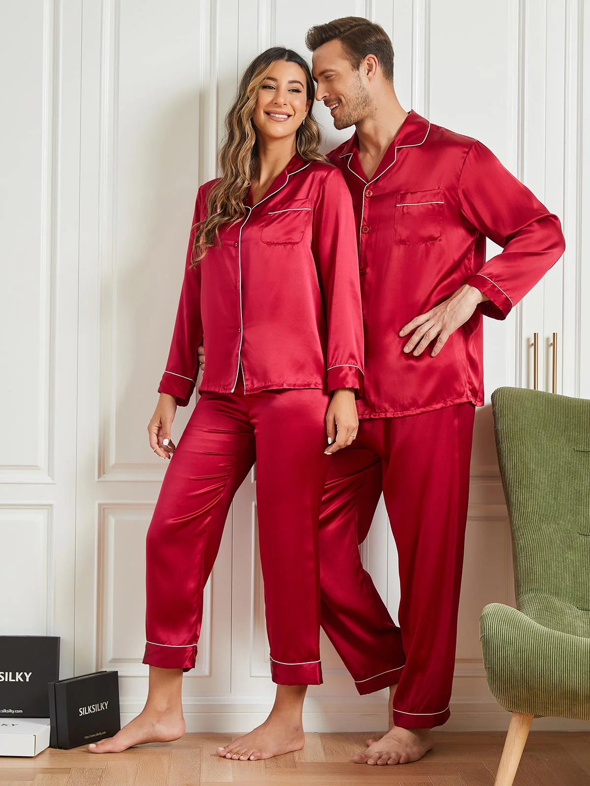 Rent silke Pyjamas för Par totalt 4st - Image 3