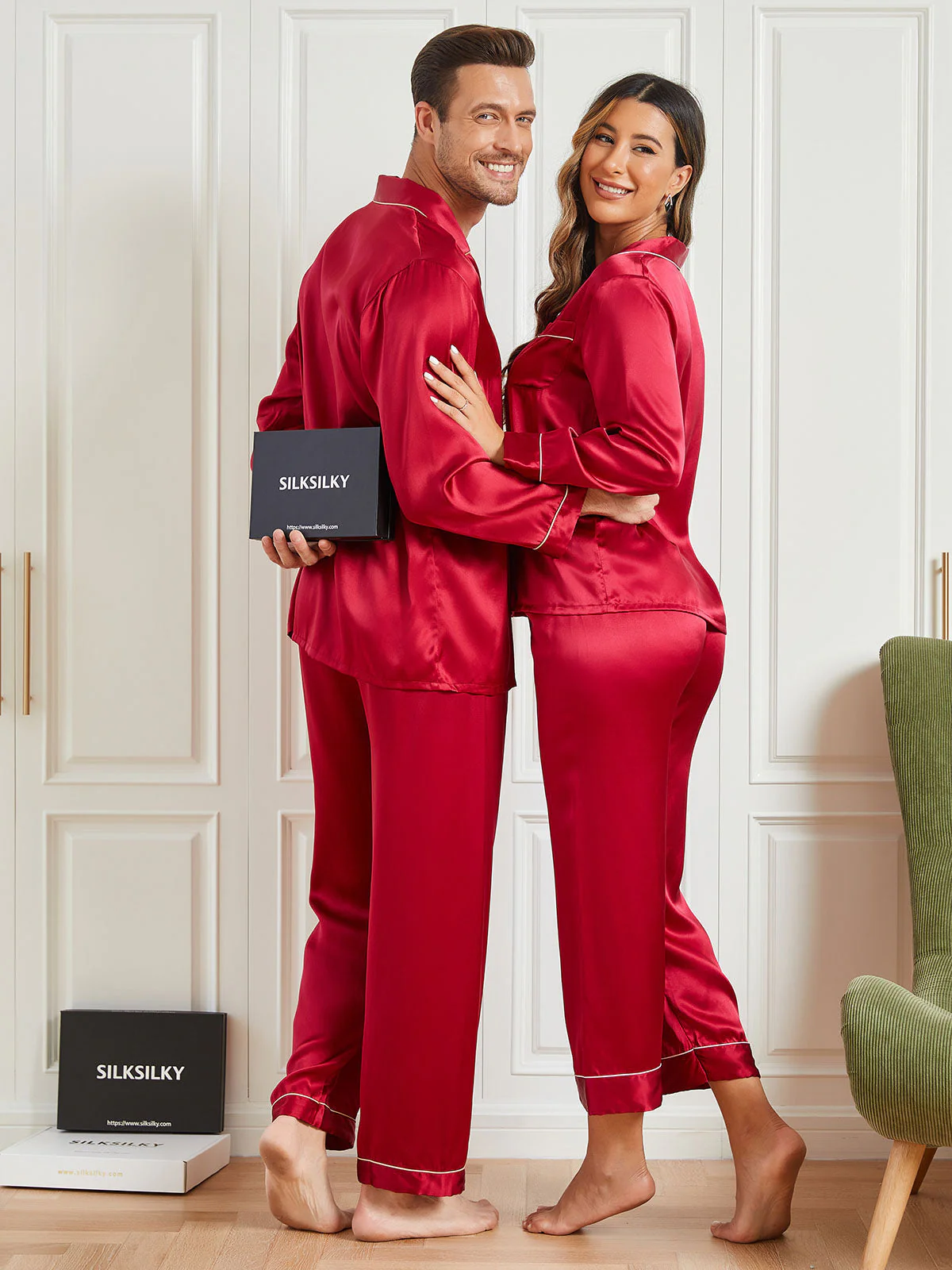 Rent silke Pyjamas för Par totalt 4st - Image 5