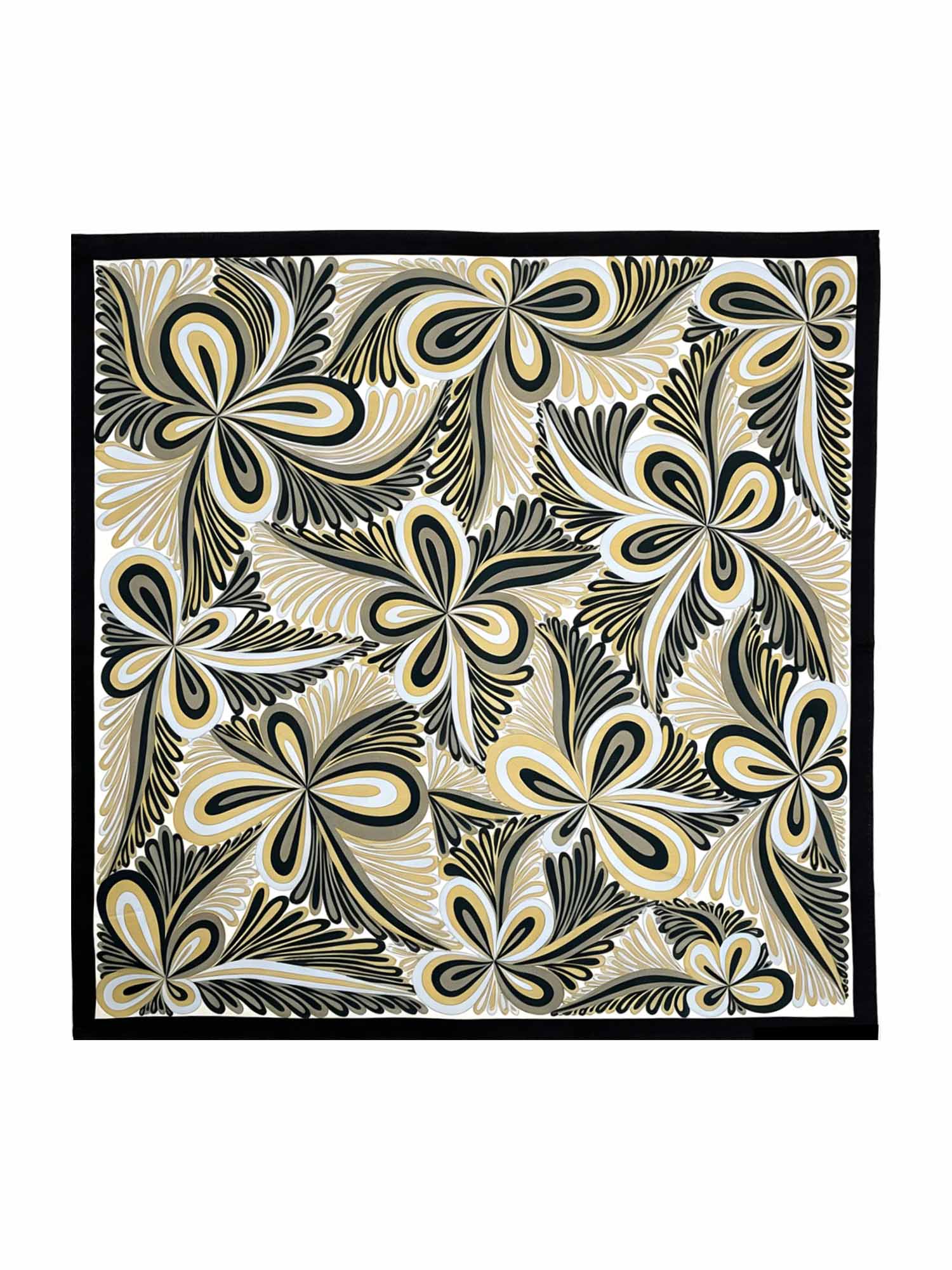 Ren Silke Abstrakt Blommönster Fyrkantig Scarf - Storlek 90x90cm