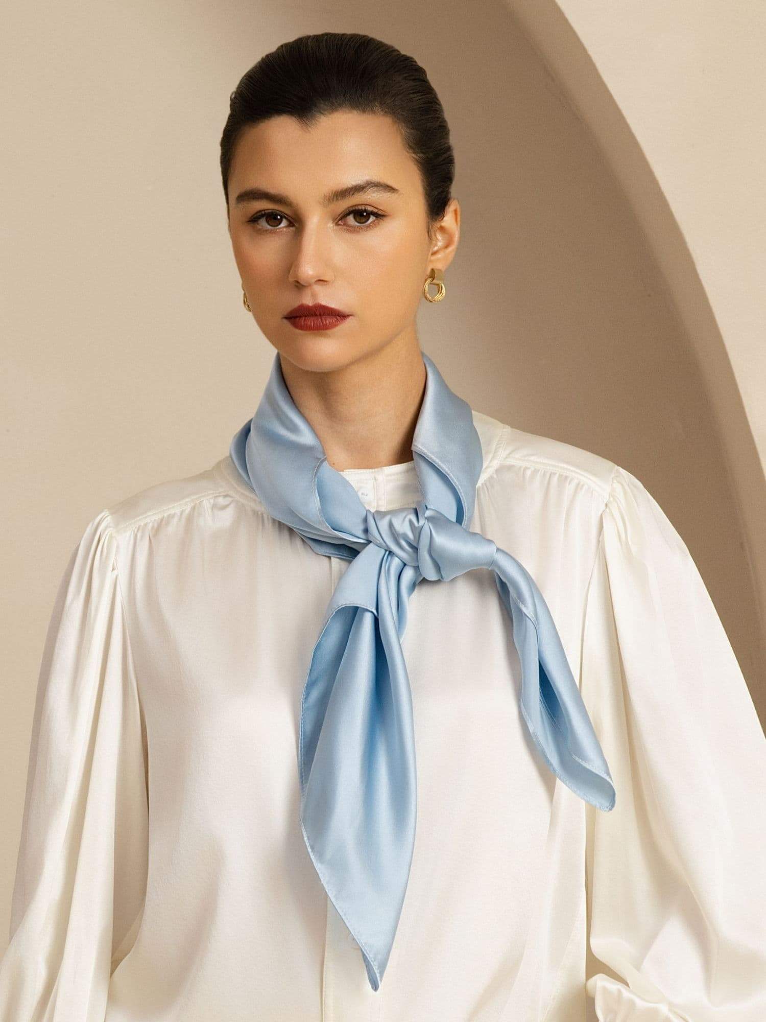 Ren Silke Klassisk Elegant Fyrkantig Scarf - Storlek 90x90cm - Image 33