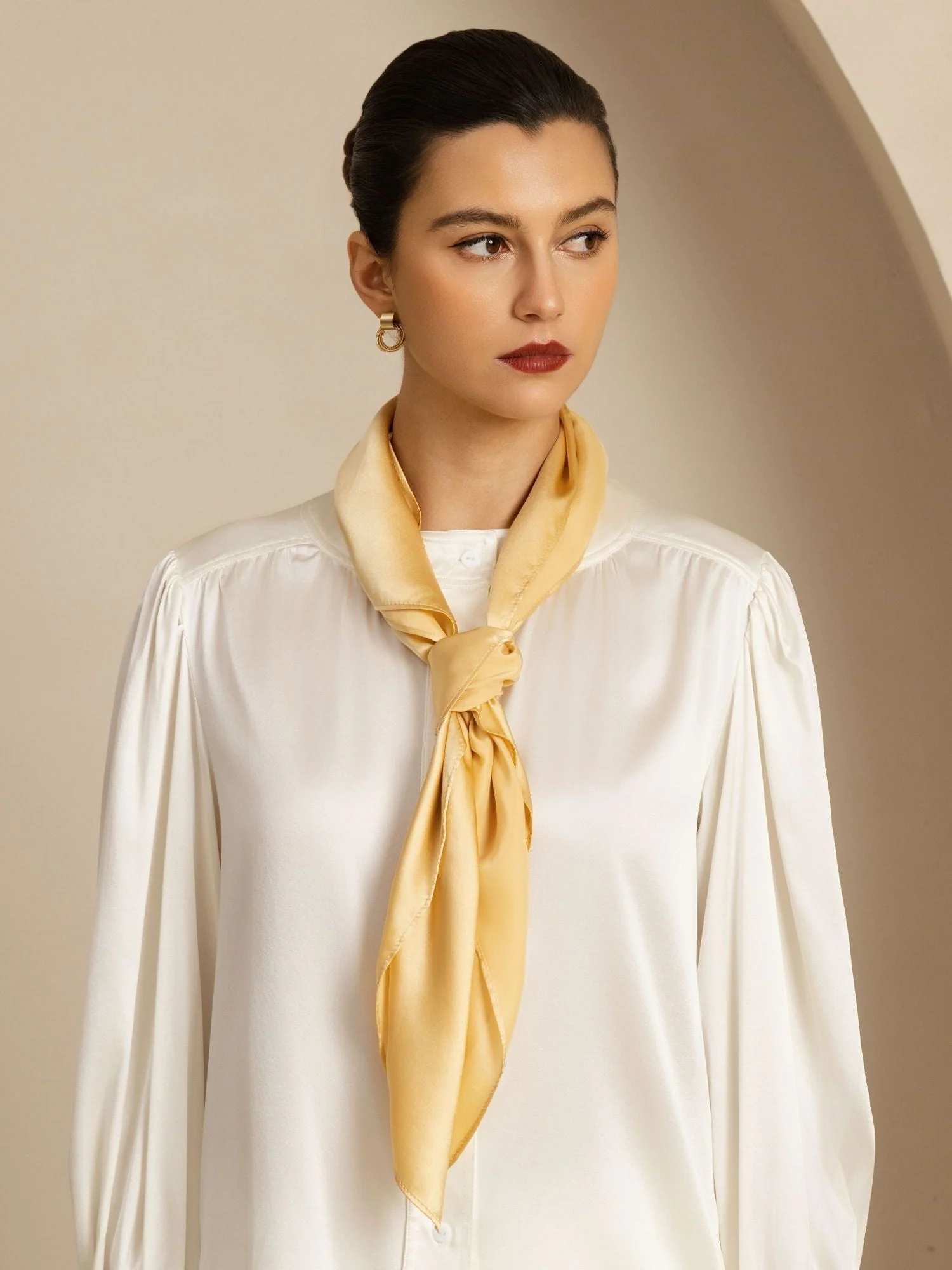 Ren Silke Klassisk Elegant Fyrkantig Scarf - Storlek 90x90cm - Image 7