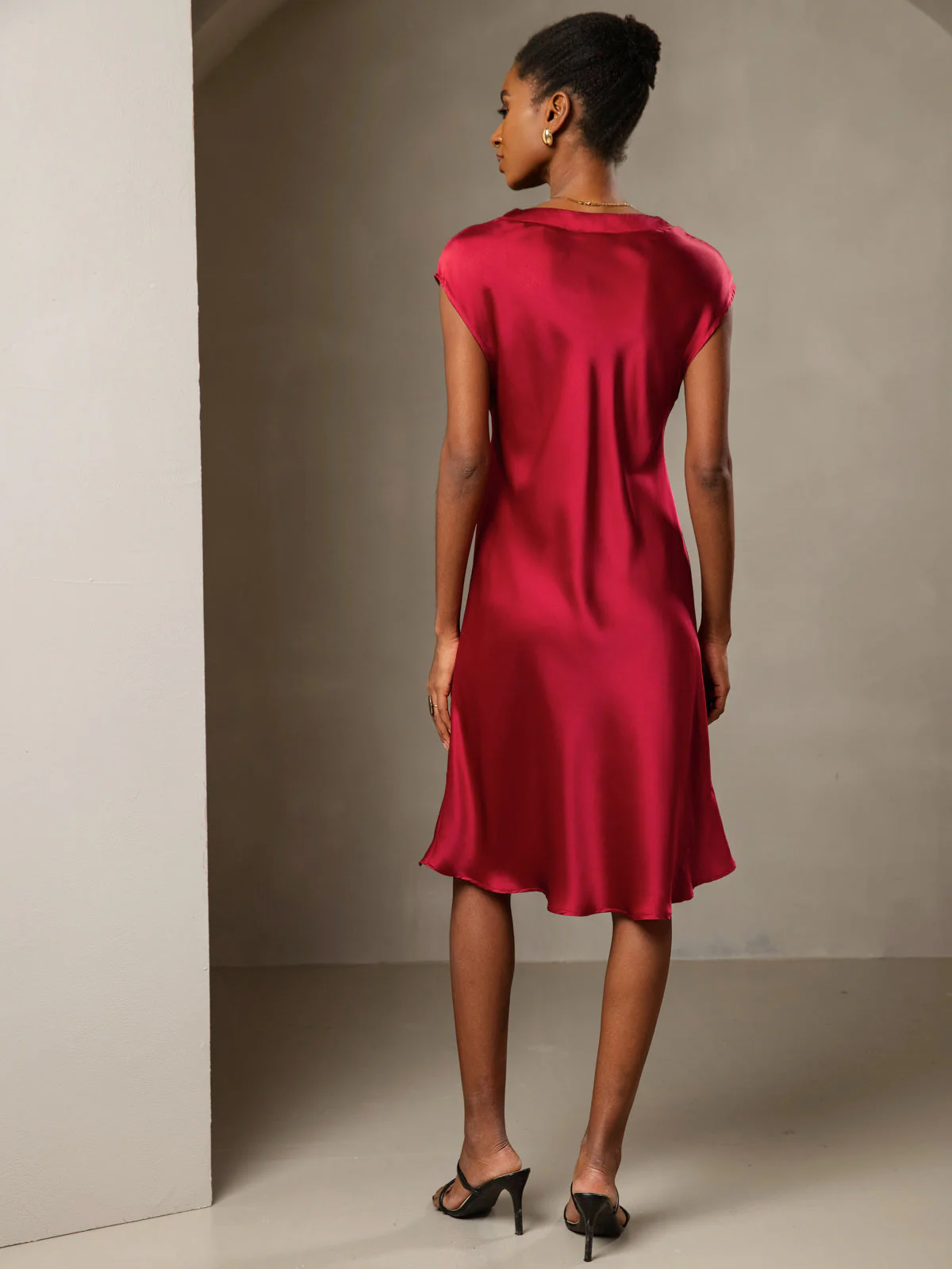 Ren Siden Elegant Cap Sleeve Klänning - Image 32