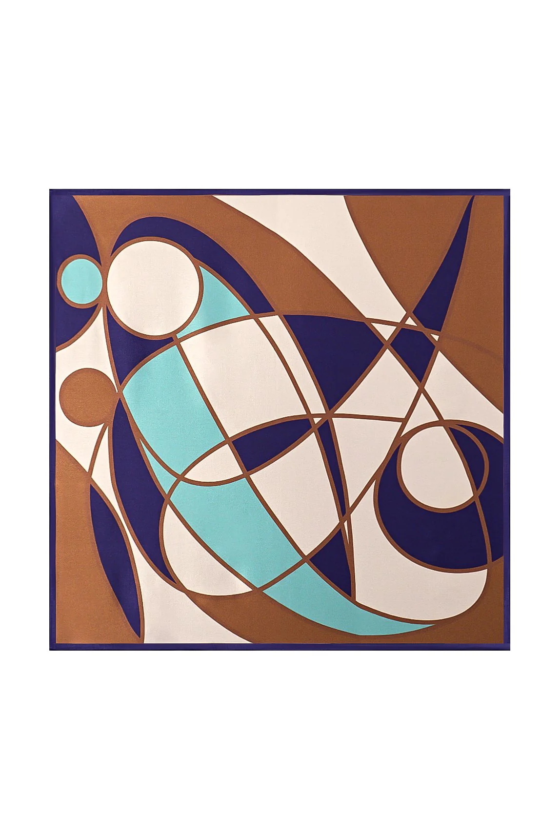 Pure Silk Geometriskt Mönster Fyrkantig Sjal - Storlek 53x53cm