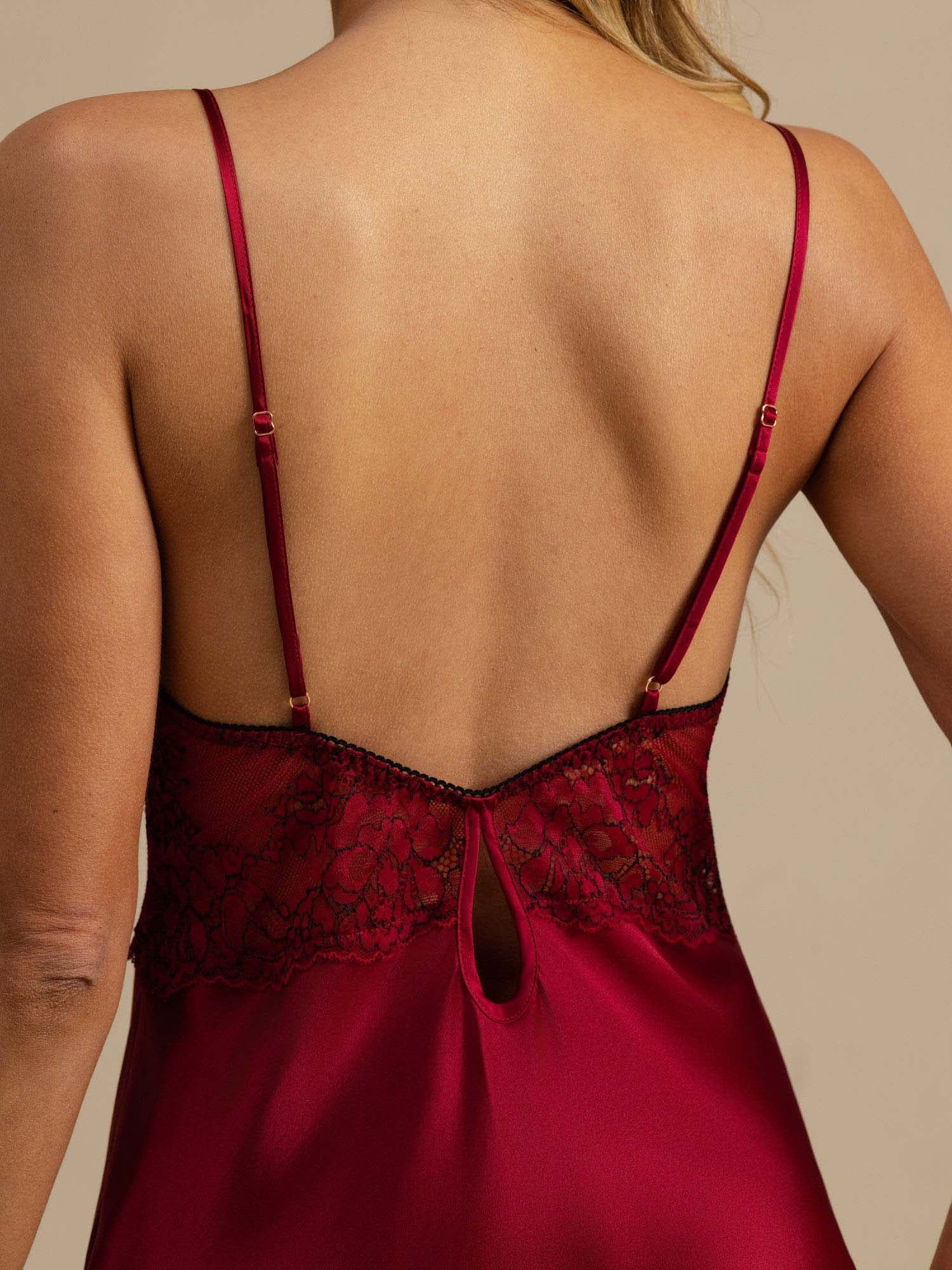100% Mullbärssilke Nattlinne Med Spets V-ringning Sexig Chemise - Image 29