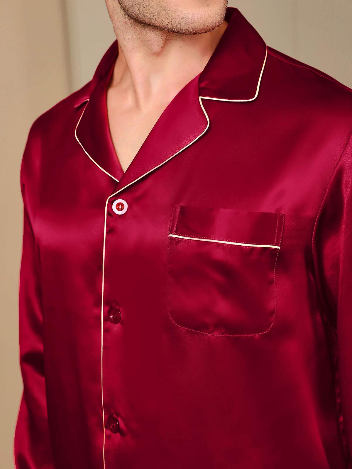 Herrpyjamas I Ren Siden Med Lång Ärm - Image 18