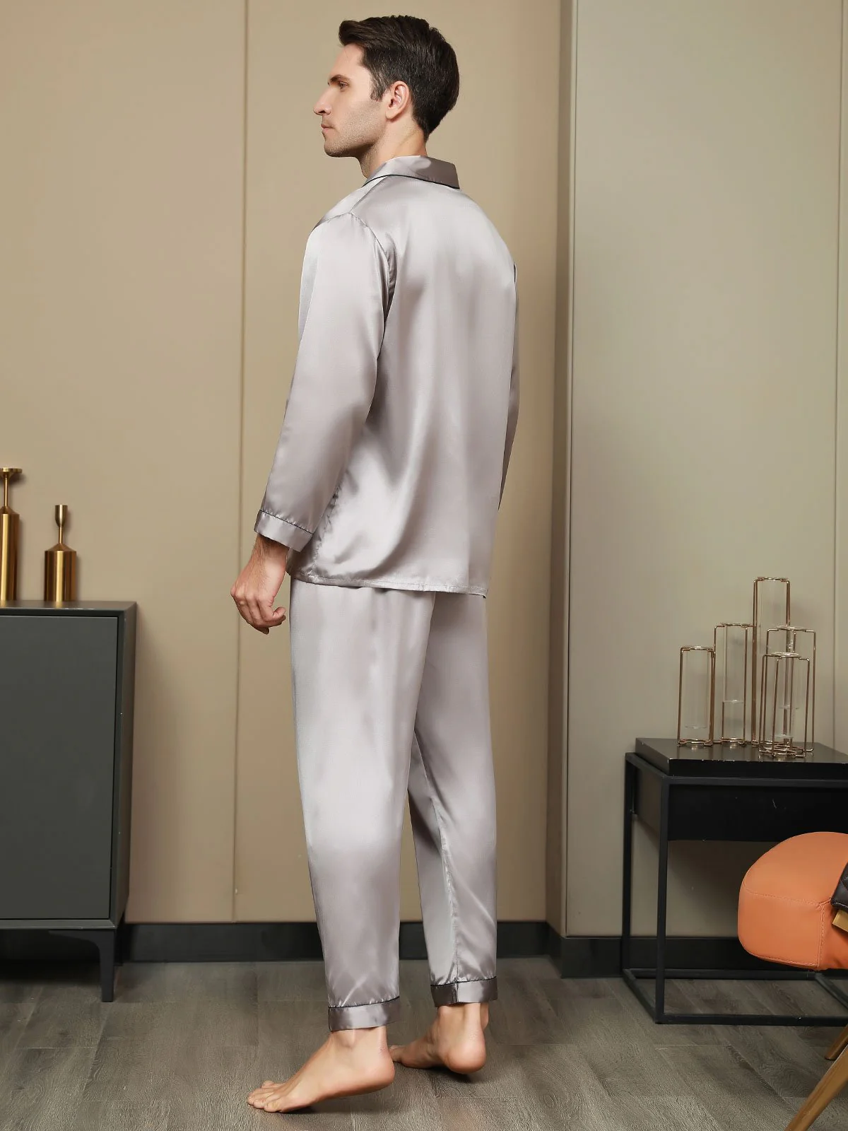 Herrpyjamas I Ren Siden Med Lång Ärm - Image 28