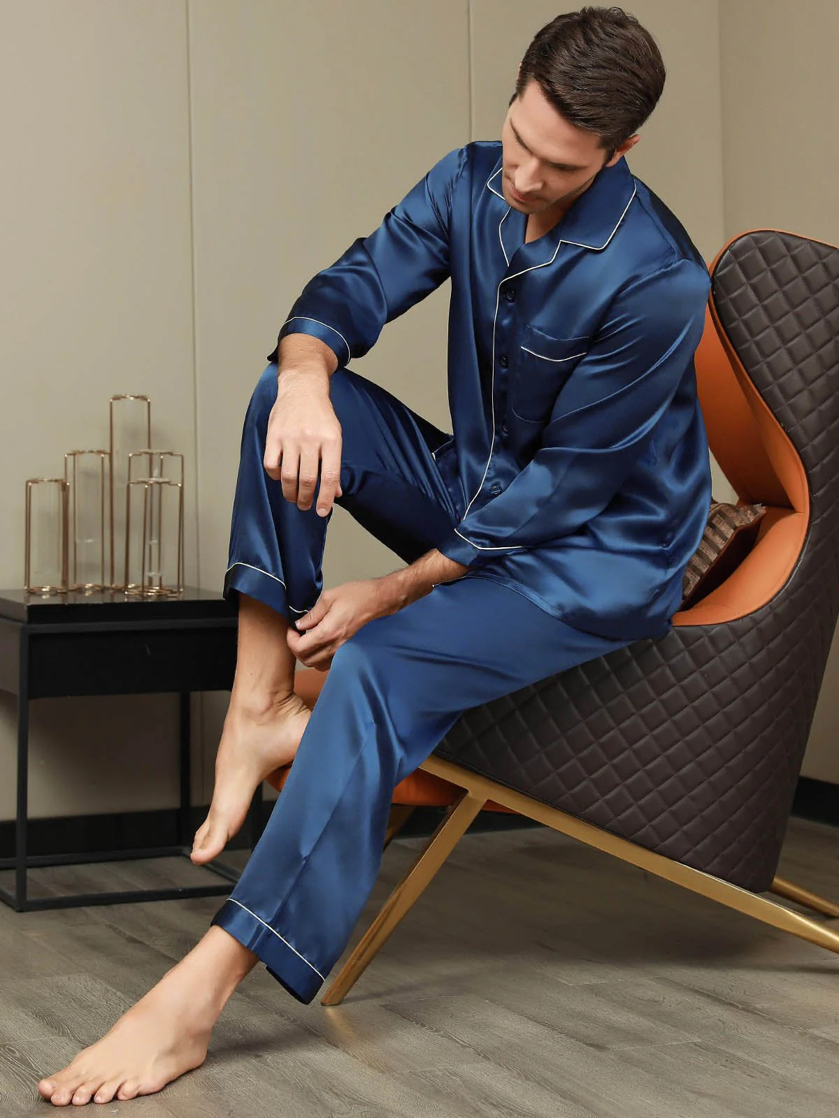 Herrpyjamas I Ren Siden Med Lång Ärm - Image 7