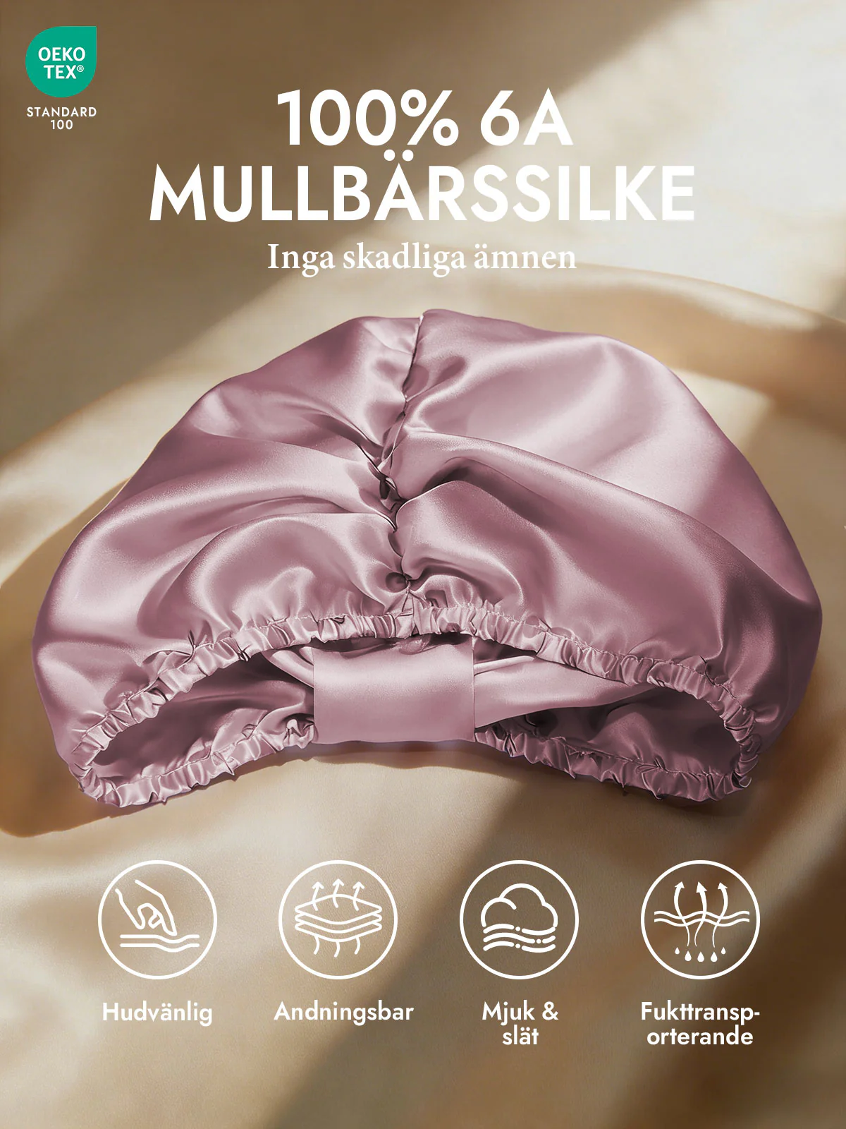 Ren Silke Natt Turban Sovmössa - Image 26