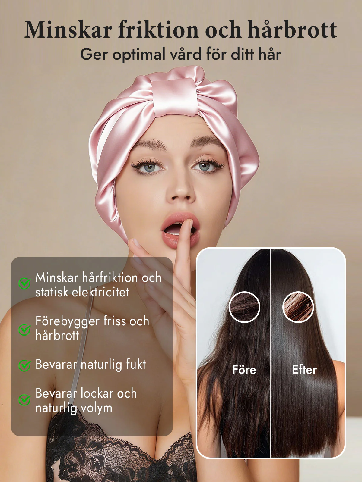 Ren Silke Natt Turban Sovmössa - Image 33