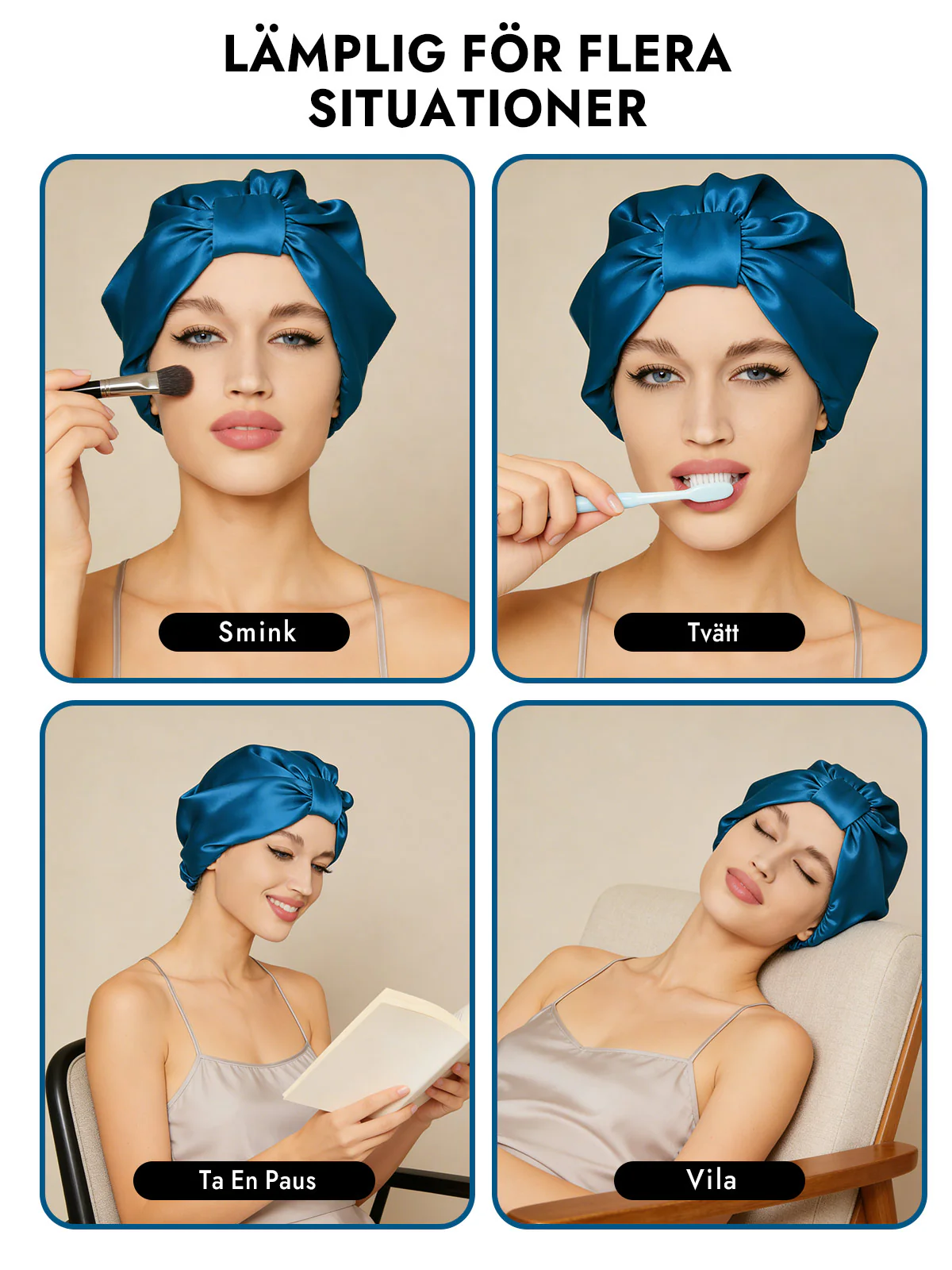 Ren Silke Natt Turban Sovmössa - Image 48