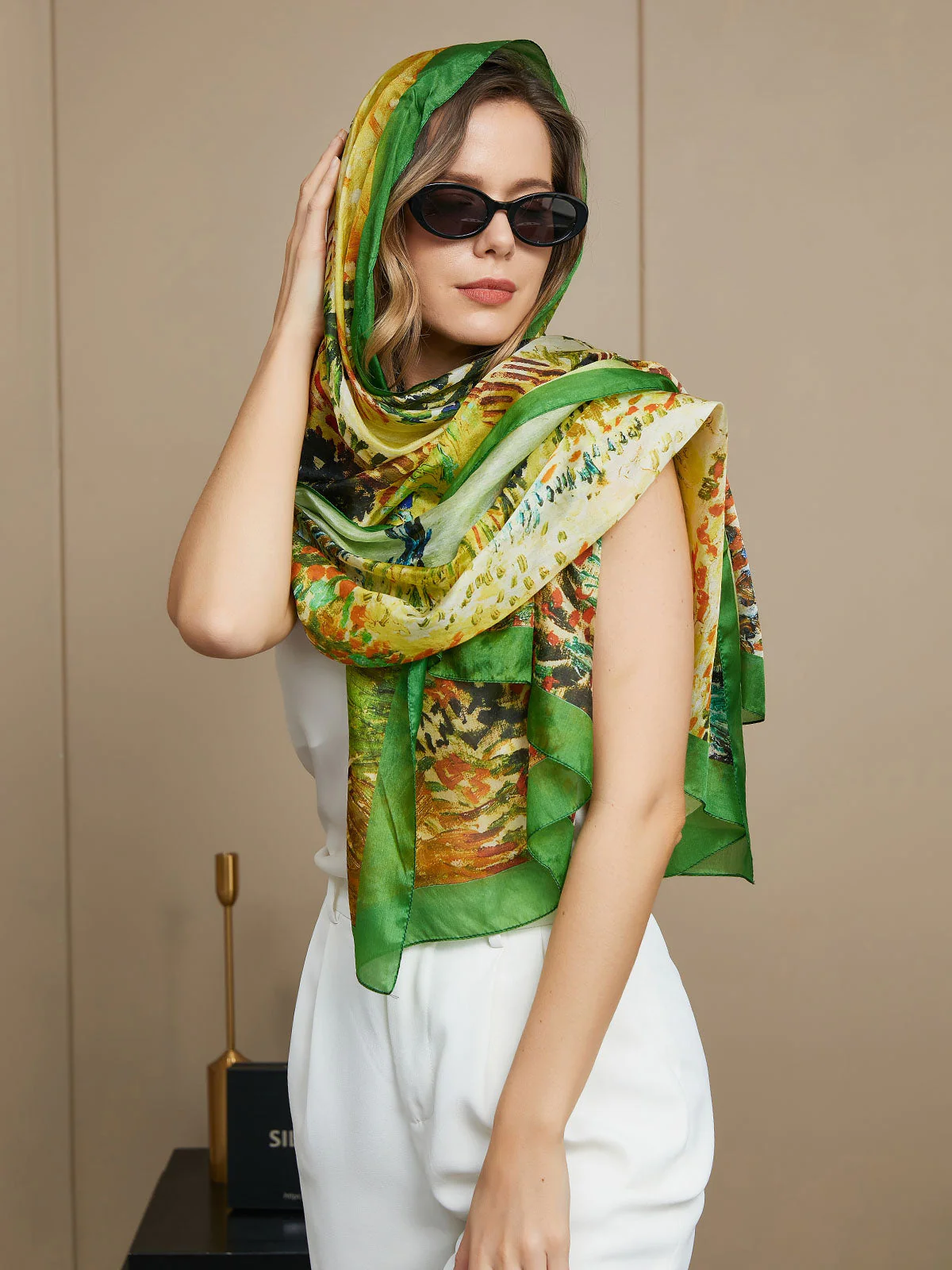 Ren silke oljemålning rektangel Scarf / sjal 175x105cm - Image 6