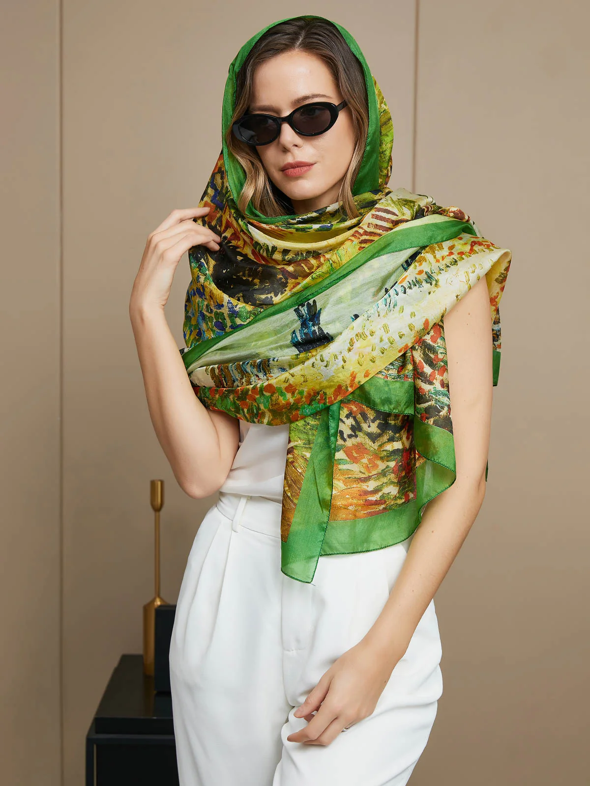 Ren silke oljemålning rektangel Scarf / sjal 175x105cm - Image 7