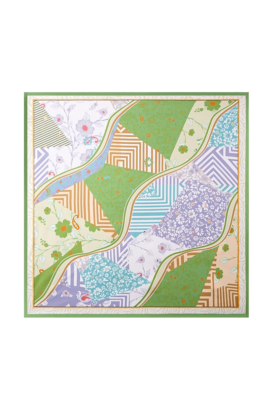 Pure Silk Pattern Stitching Square Scarf - Storlek 53x53cm