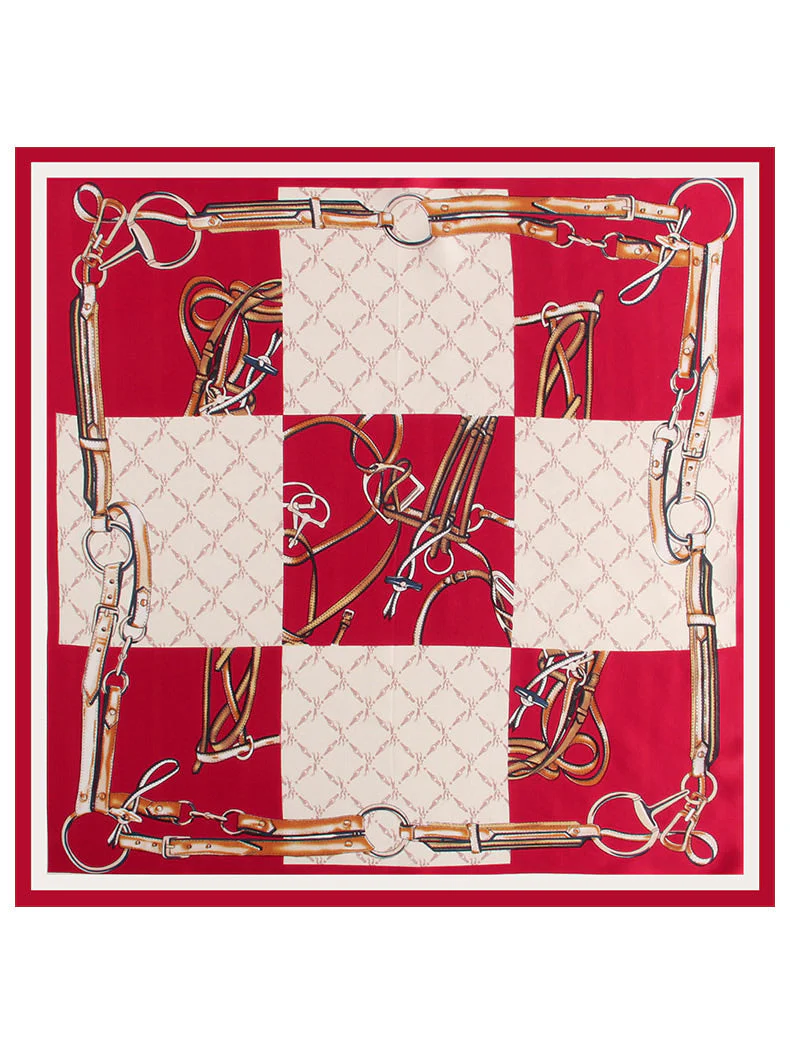 Mönstrad Designersjal i 100% Mullbärssiden Fyrkantig 53x53cm/21" - Image 2