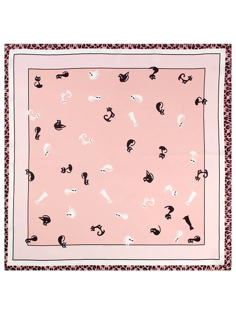 Mönstrad Designersjal i 100% Mullbärssiden Fyrkantig 53x53cm/21" - Image 4