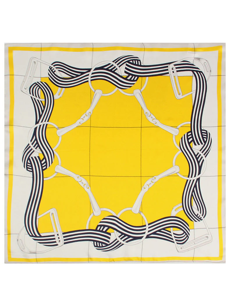 Mönstrad Designersjal i 100% Mullbärssiden Fyrkantig 53x53cm/21" - Image 9