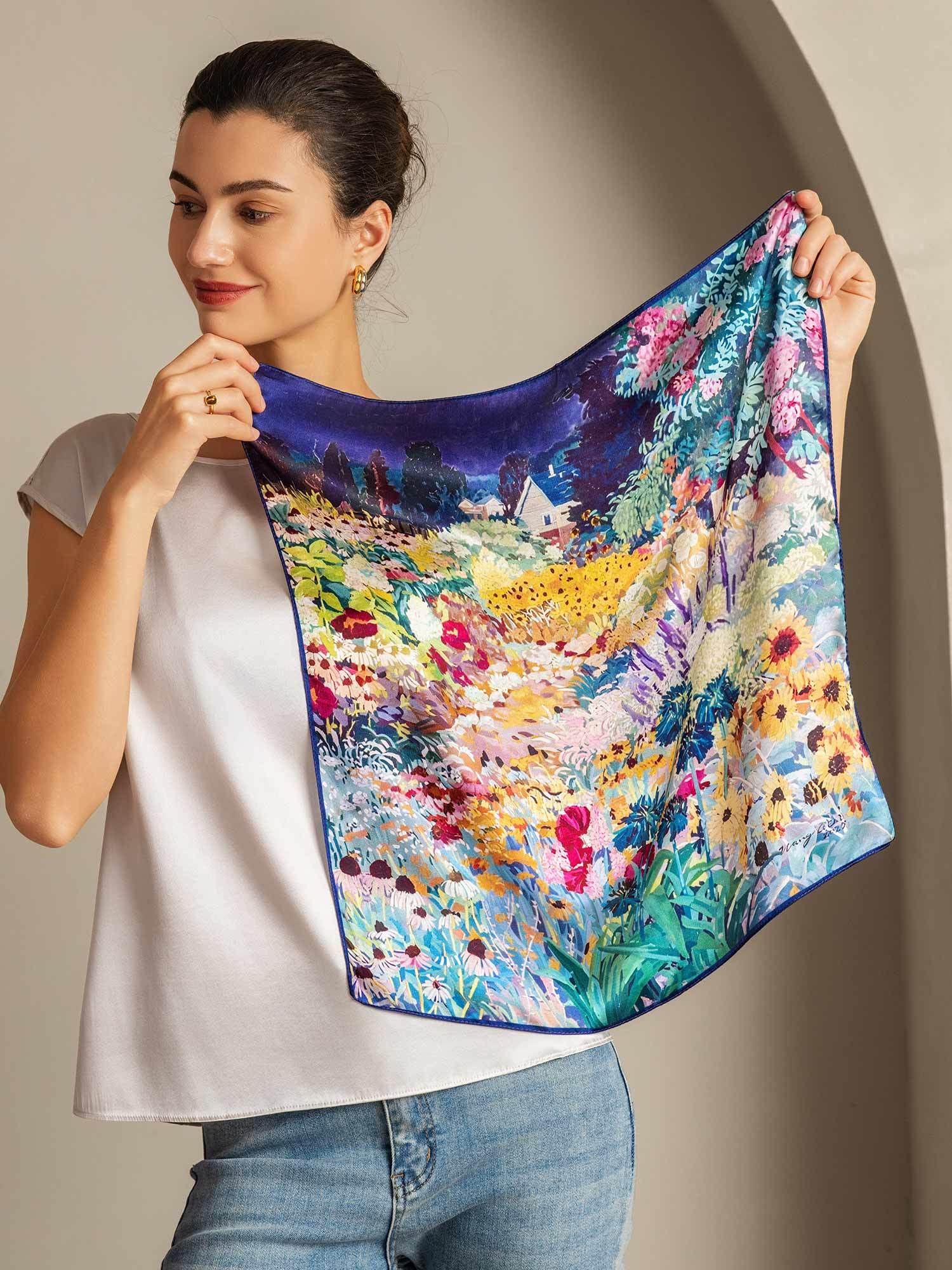 Pure Silk Tryckt Fyrkantig Scarf 53*53 cm - Image 2