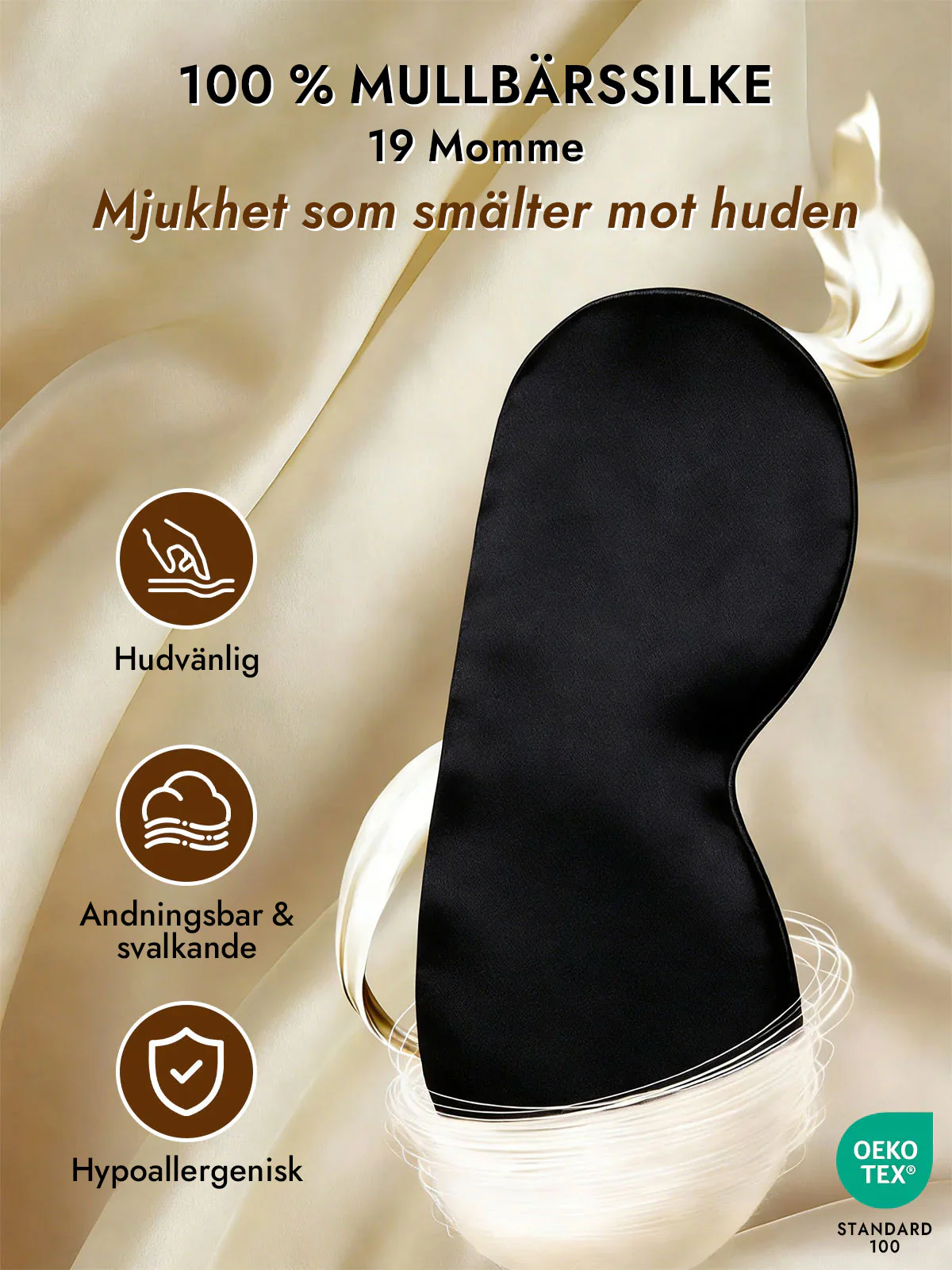Rent Silke Elastiskt Band Sova Ögonmask - Image 3