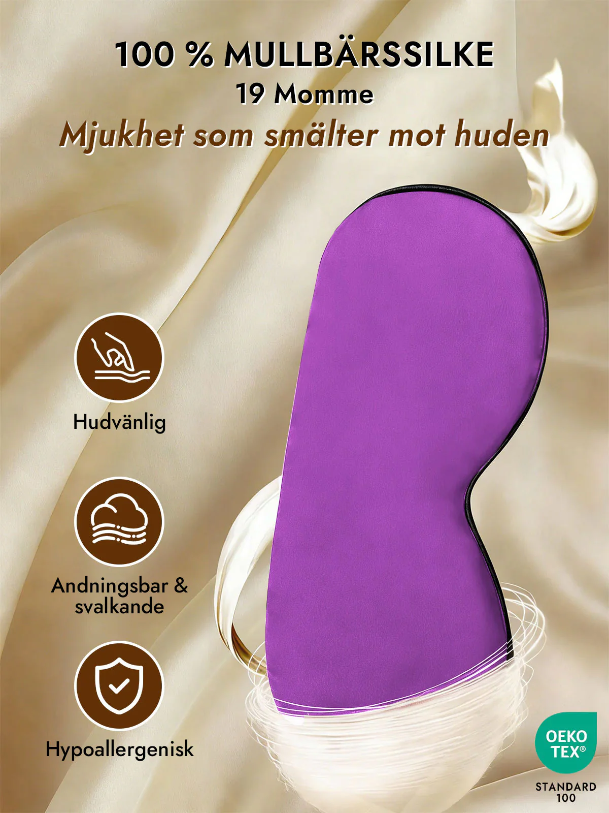 Rent Silke Elastiskt Band Sova Ögonmask - Image 39