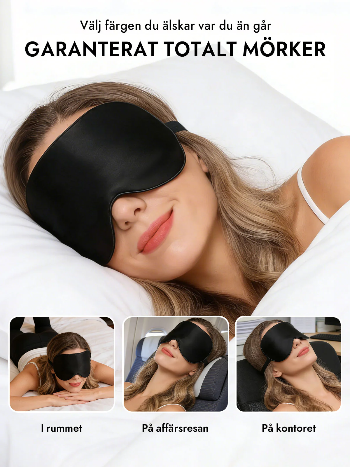 Rent Silke Elastiskt Band Sova Ögonmask - Image 6