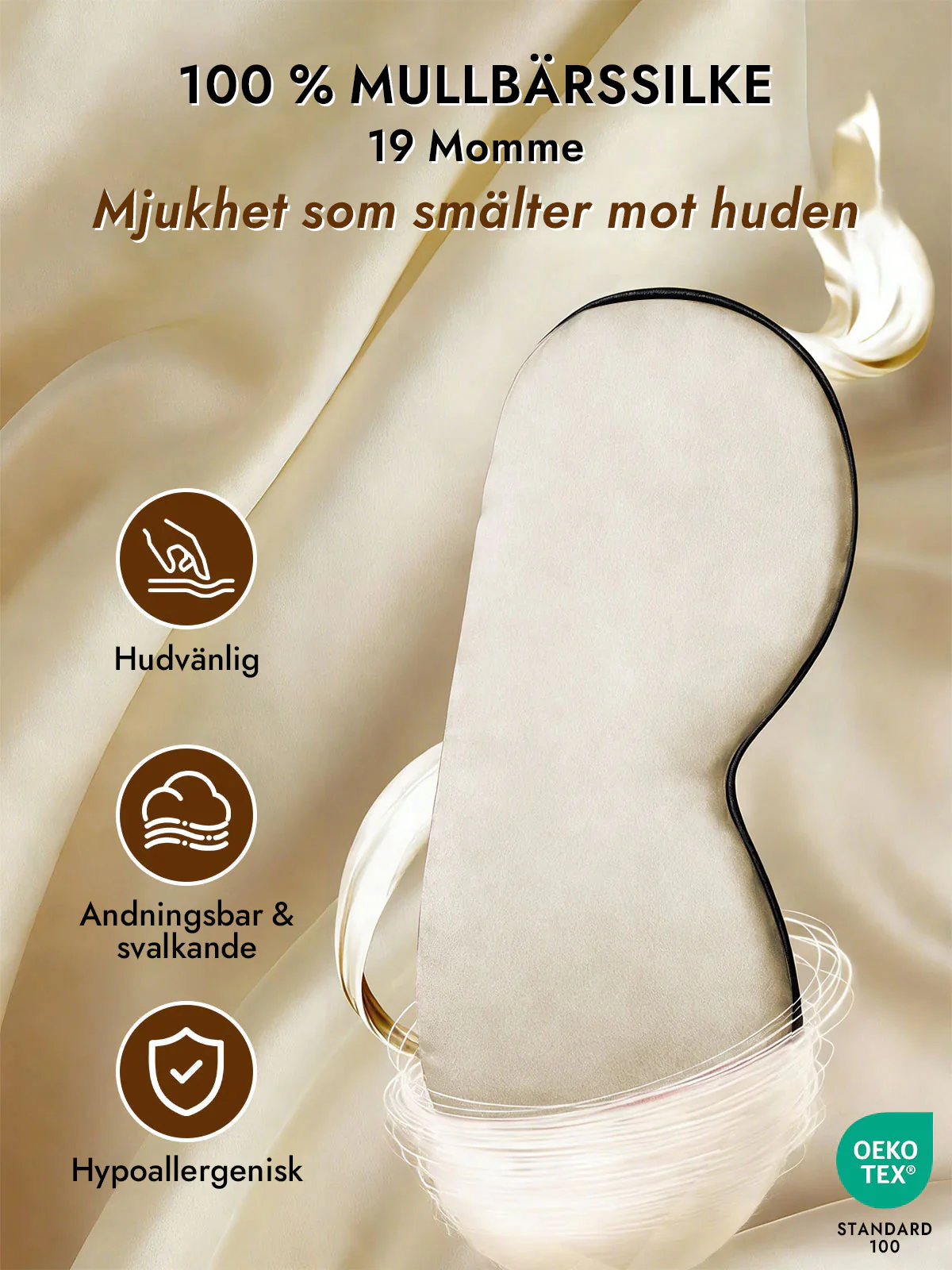 Rent Silke Elastiskt Band Sova Ögonmask - Image 63