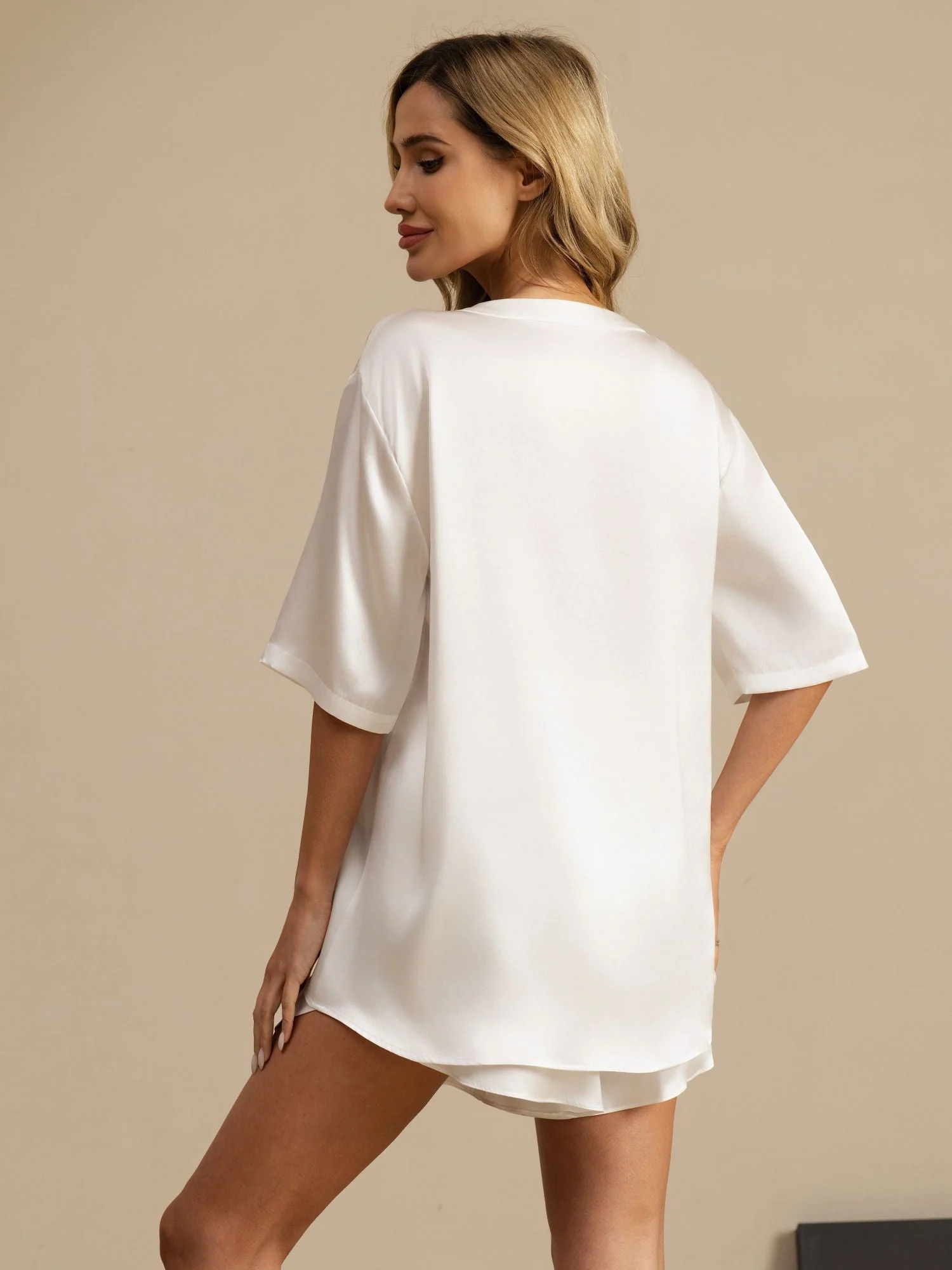 Ren Silke Kortärmad Pyjamas - Image 56