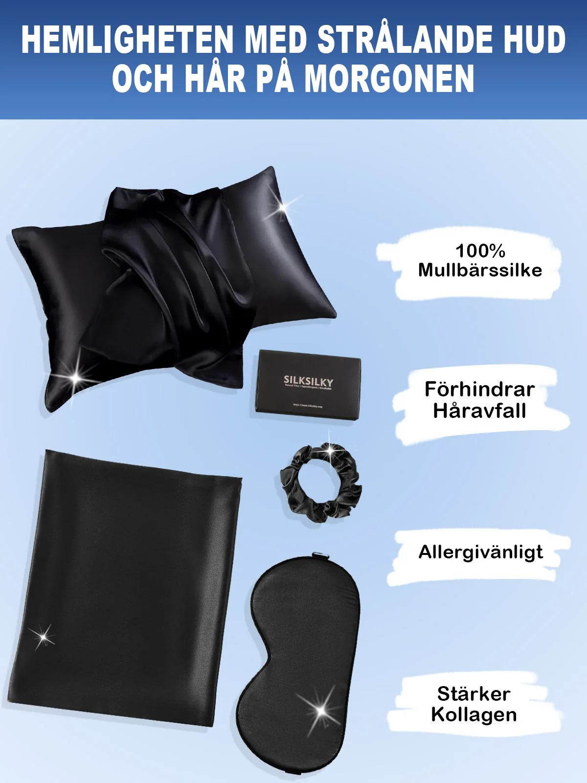19Momme 3st Set Silke Hudvänlig Skönhet Sömn Set (Kuvert örngott) - Image 12