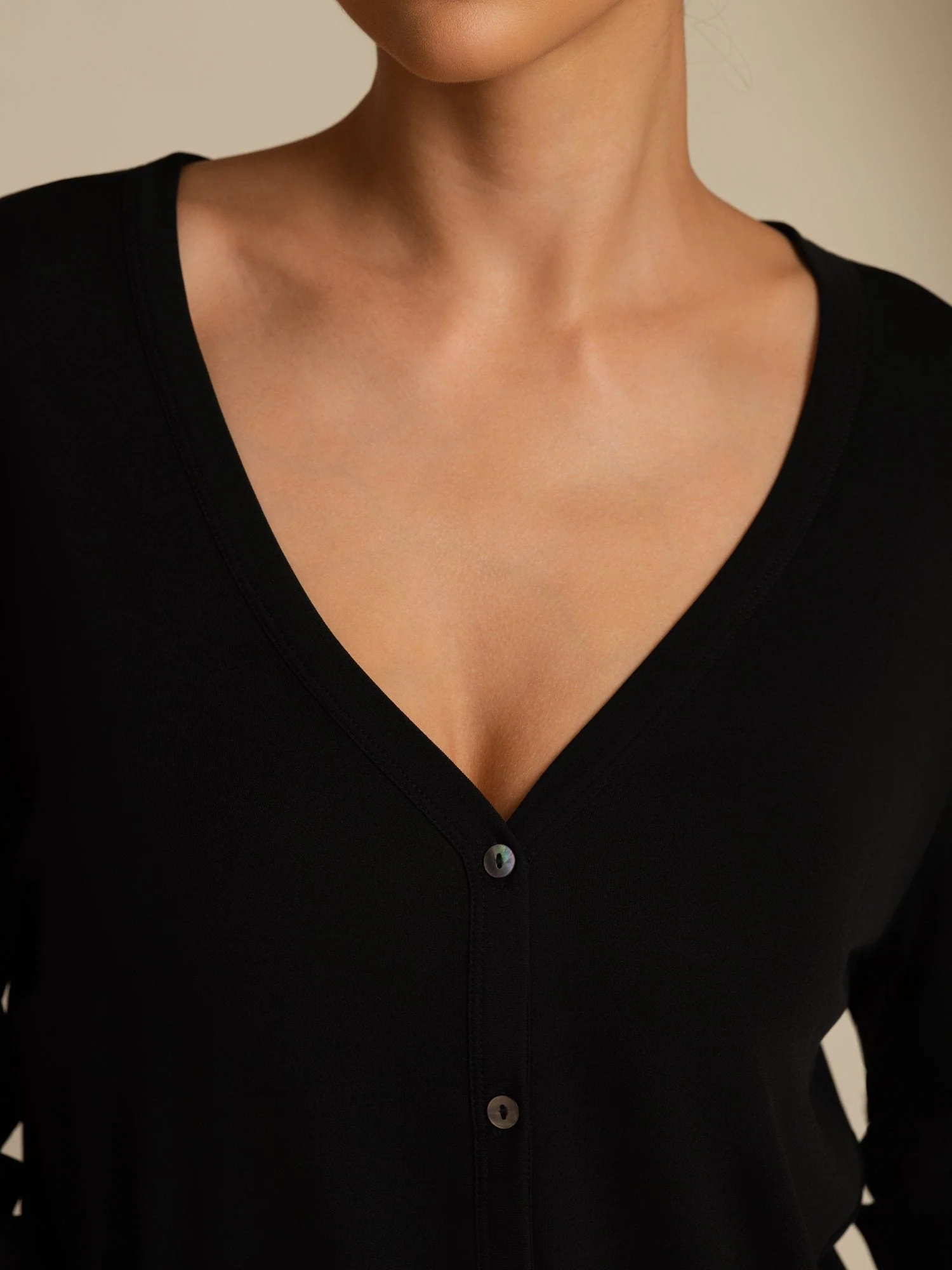Pure Silk Dam V-Hals Långärmad Basic Kofta - Image 13