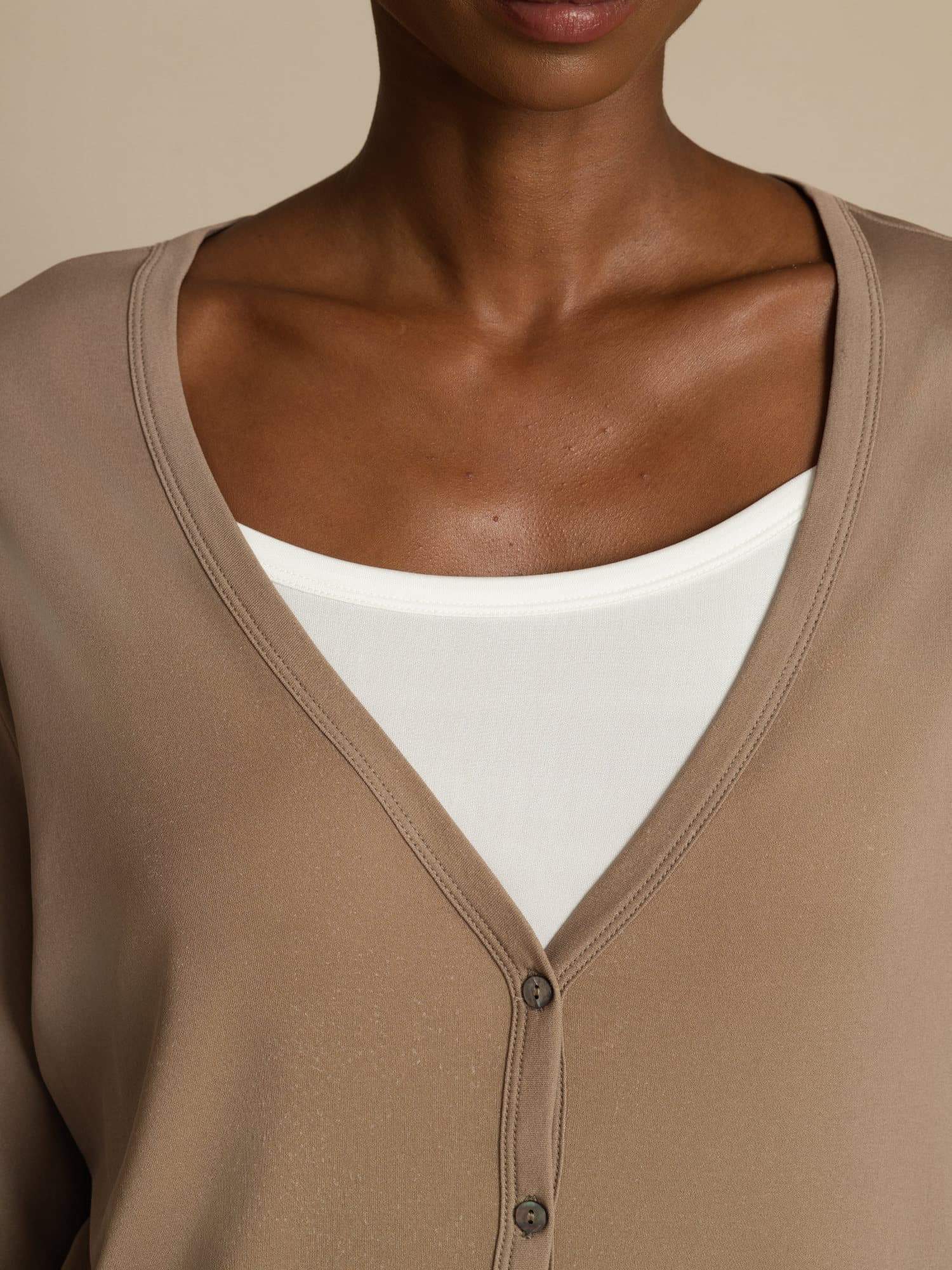 Pure Silk Dam V-Hals Långärmad Basic Kofta - Image 20