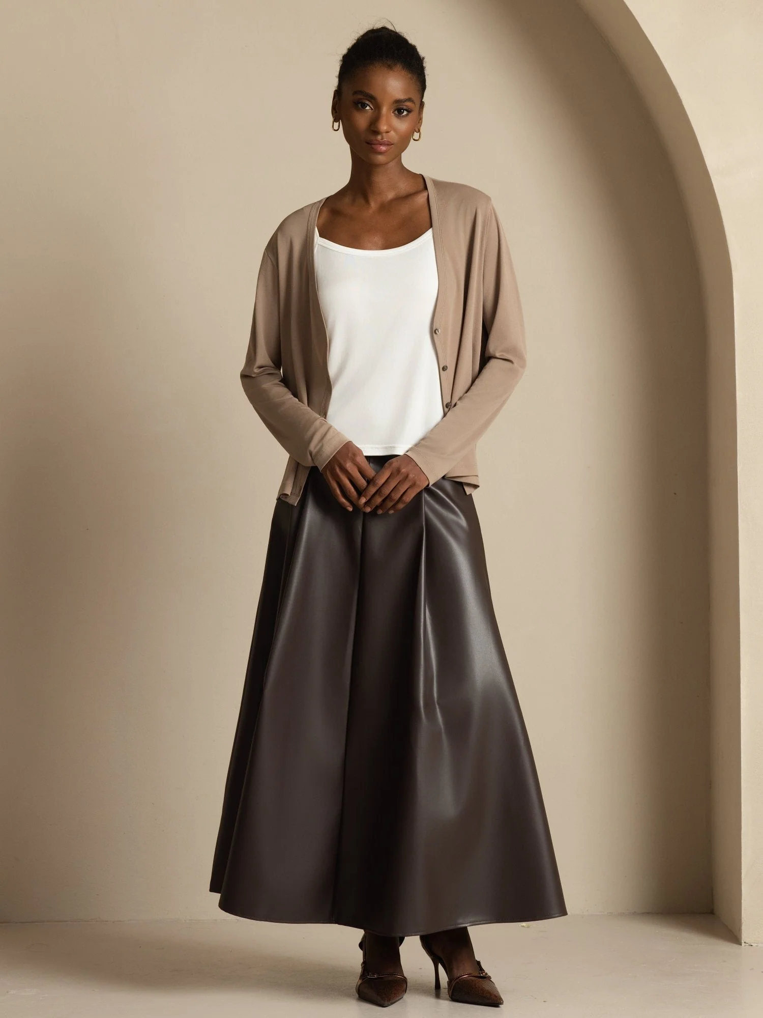 Pure Silk Dam V-Hals Långärmad Basic Kofta - Image 23