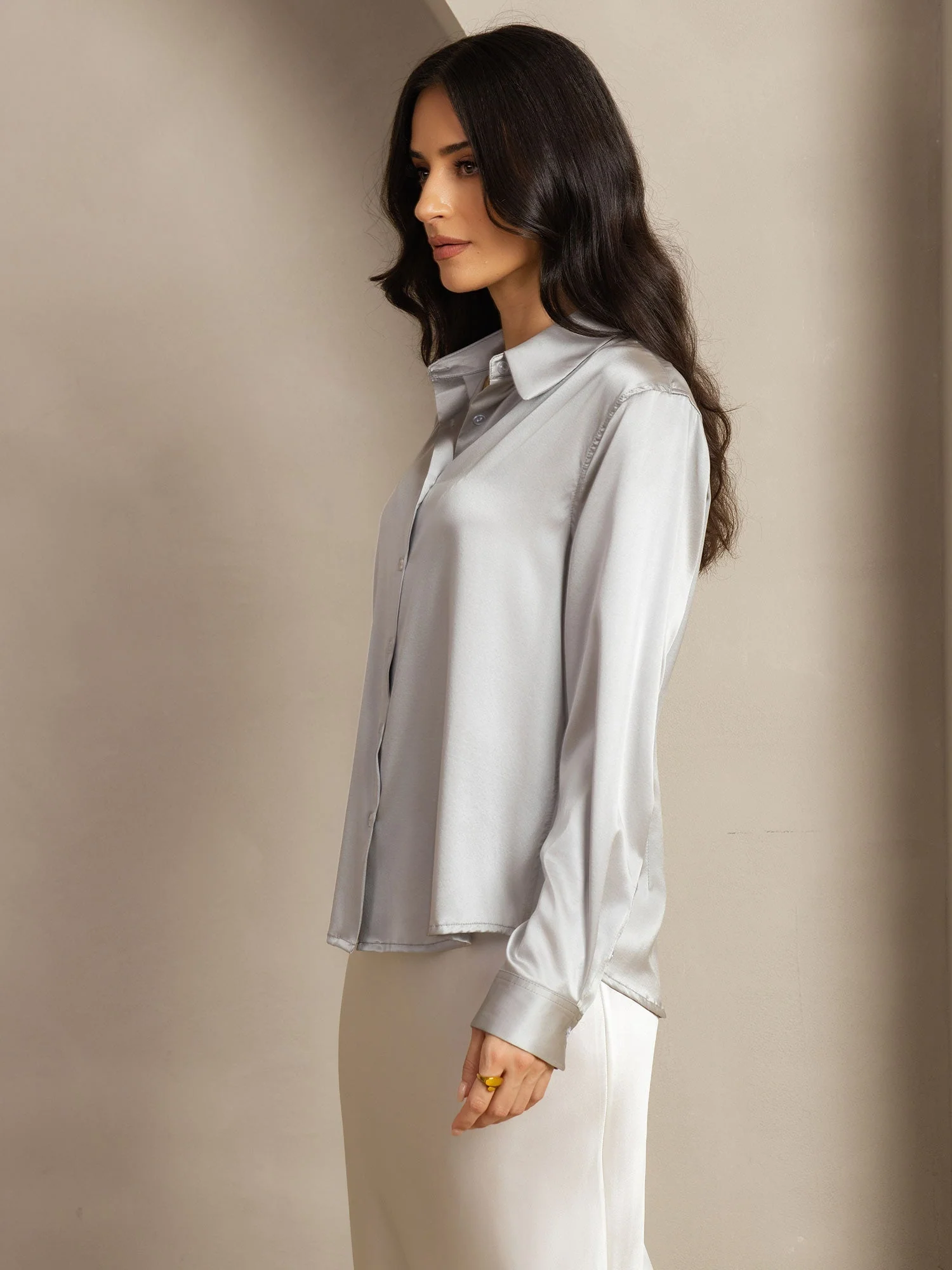Silke Basic Military Lapel Skjorta - Image 87