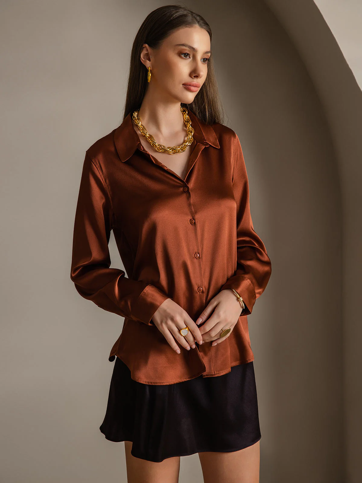 Silke Basic Military Lapel Skjorta - Image 58