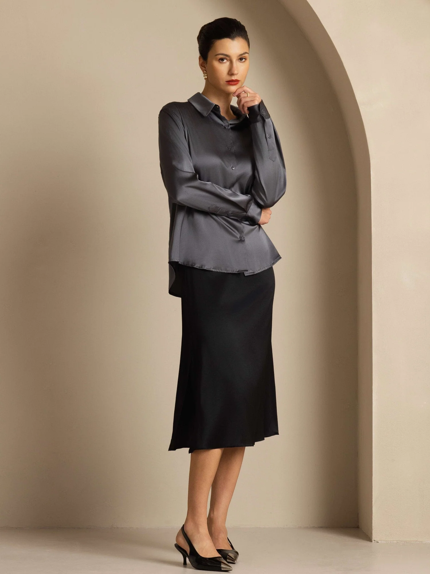 Silke Basic Military Lapel Skjorta - Image 67