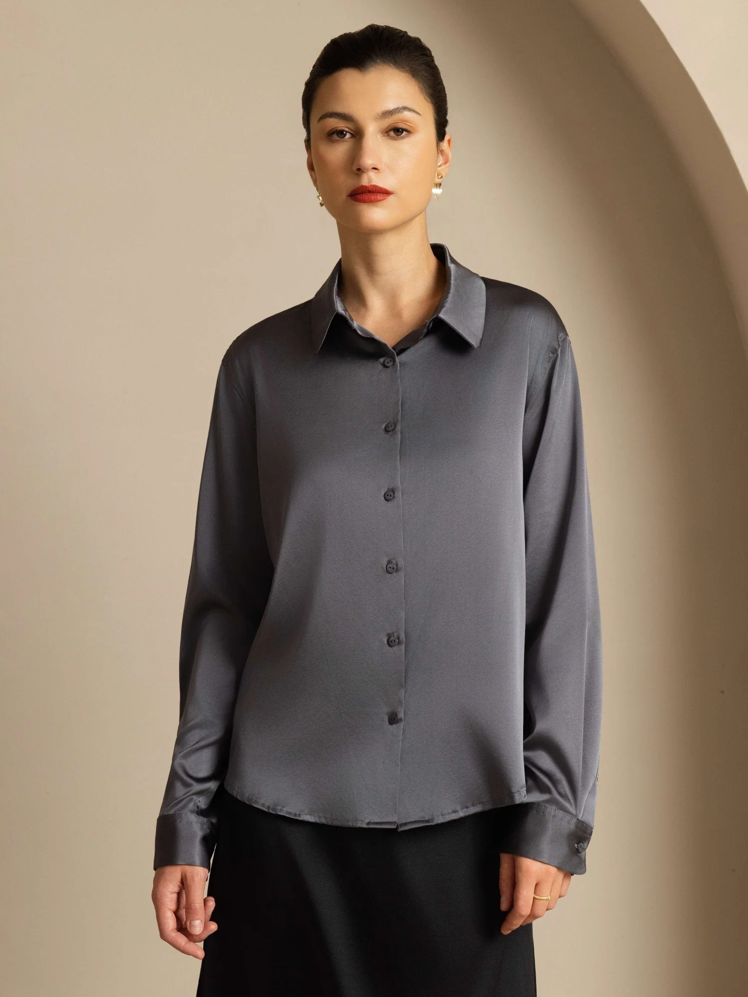 Silke Basic Military Lapel Skjorta - Image 69