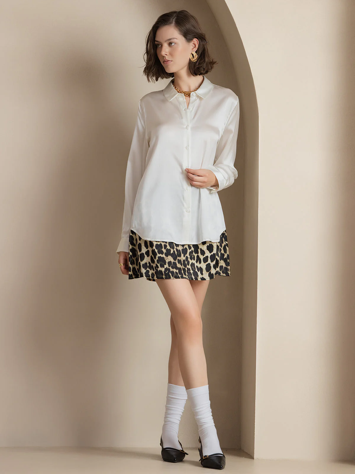 19Momme Silke Bas Krage Skjorta - Image 58