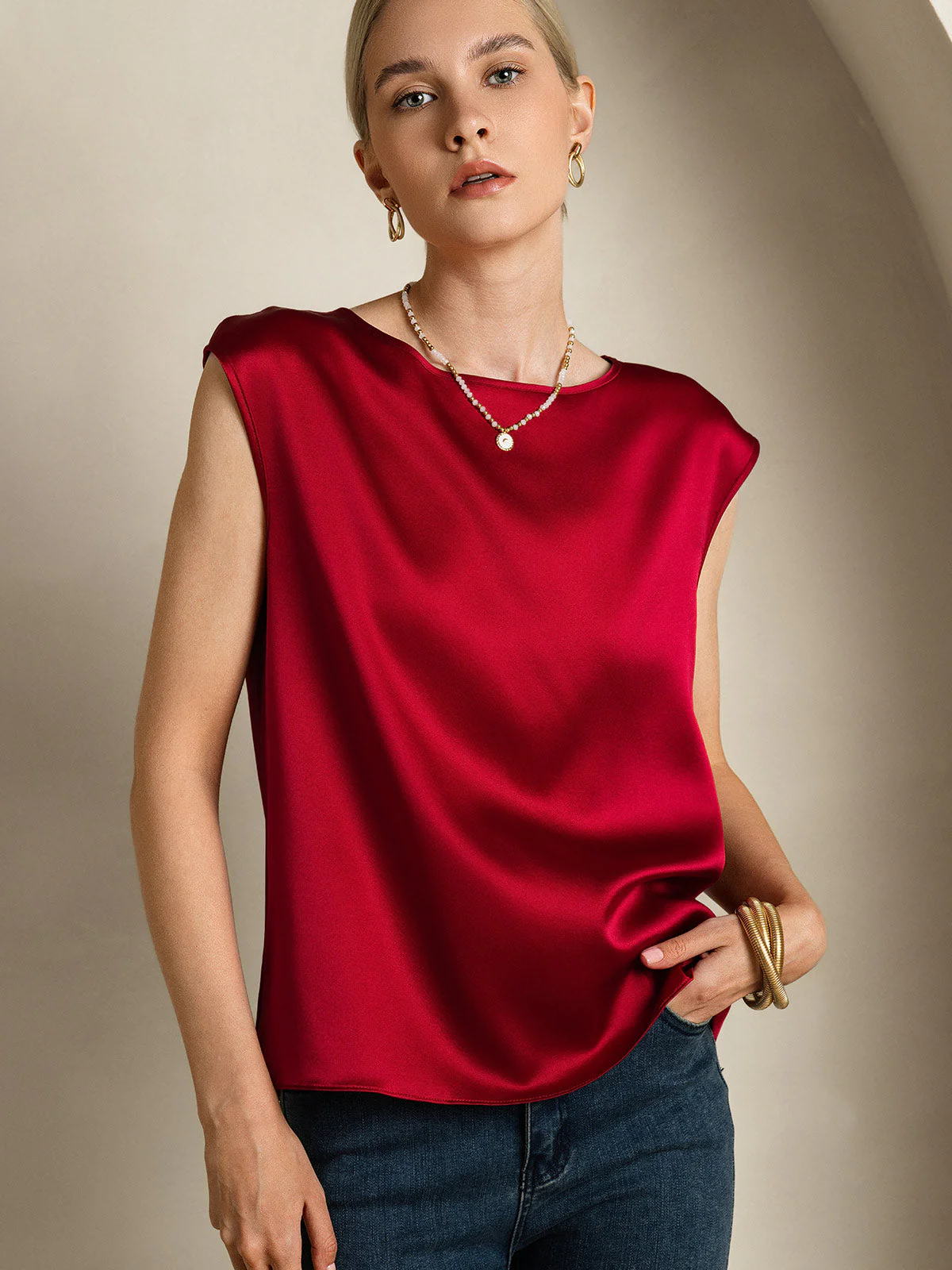19Momme Silke Kappärmad Blus - Image 33