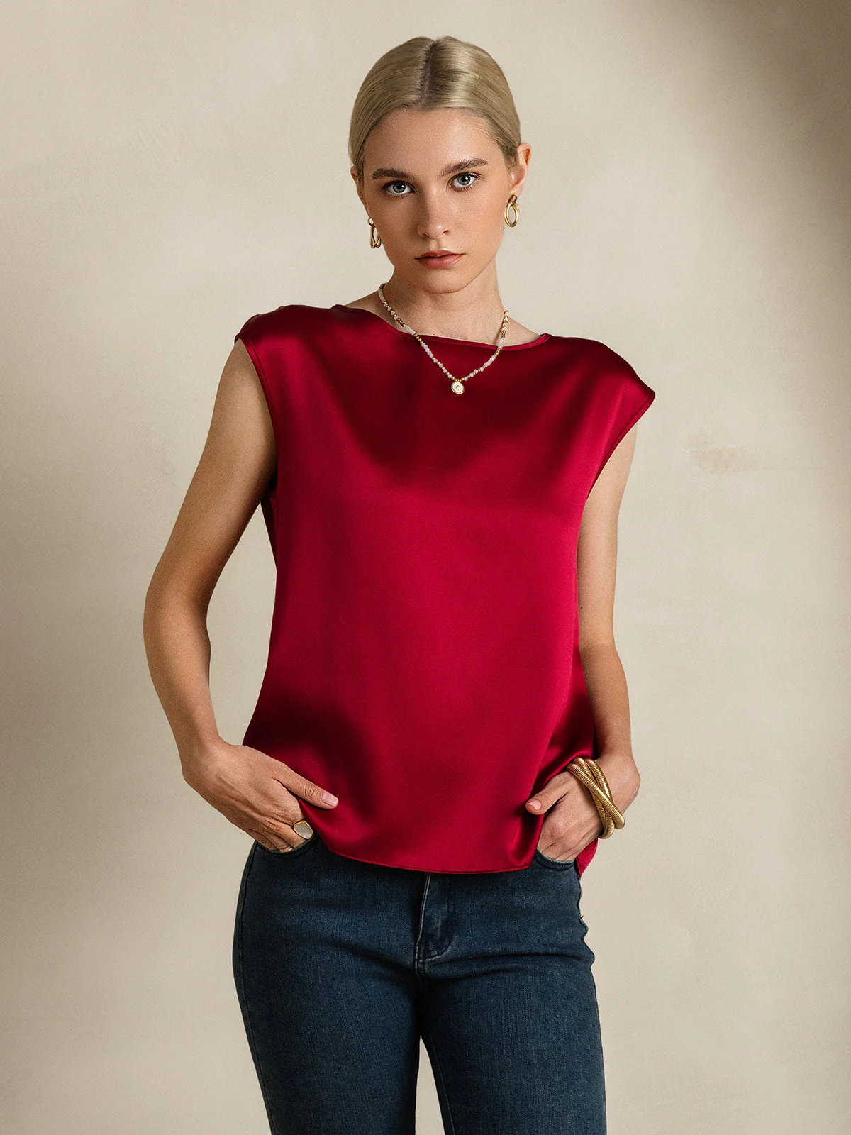 19Momme Silke Kappärmad Blus - Image 36