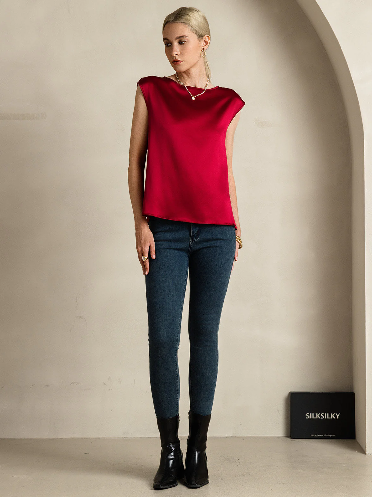 19Momme Silke Kappärmad Blus - Image 37