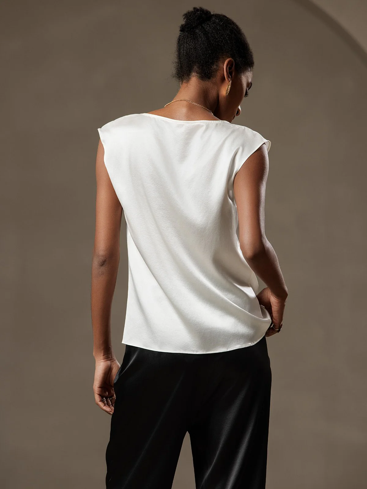 19Momme Silke Kappärmad Krage Tanktop/Blus - Image 15