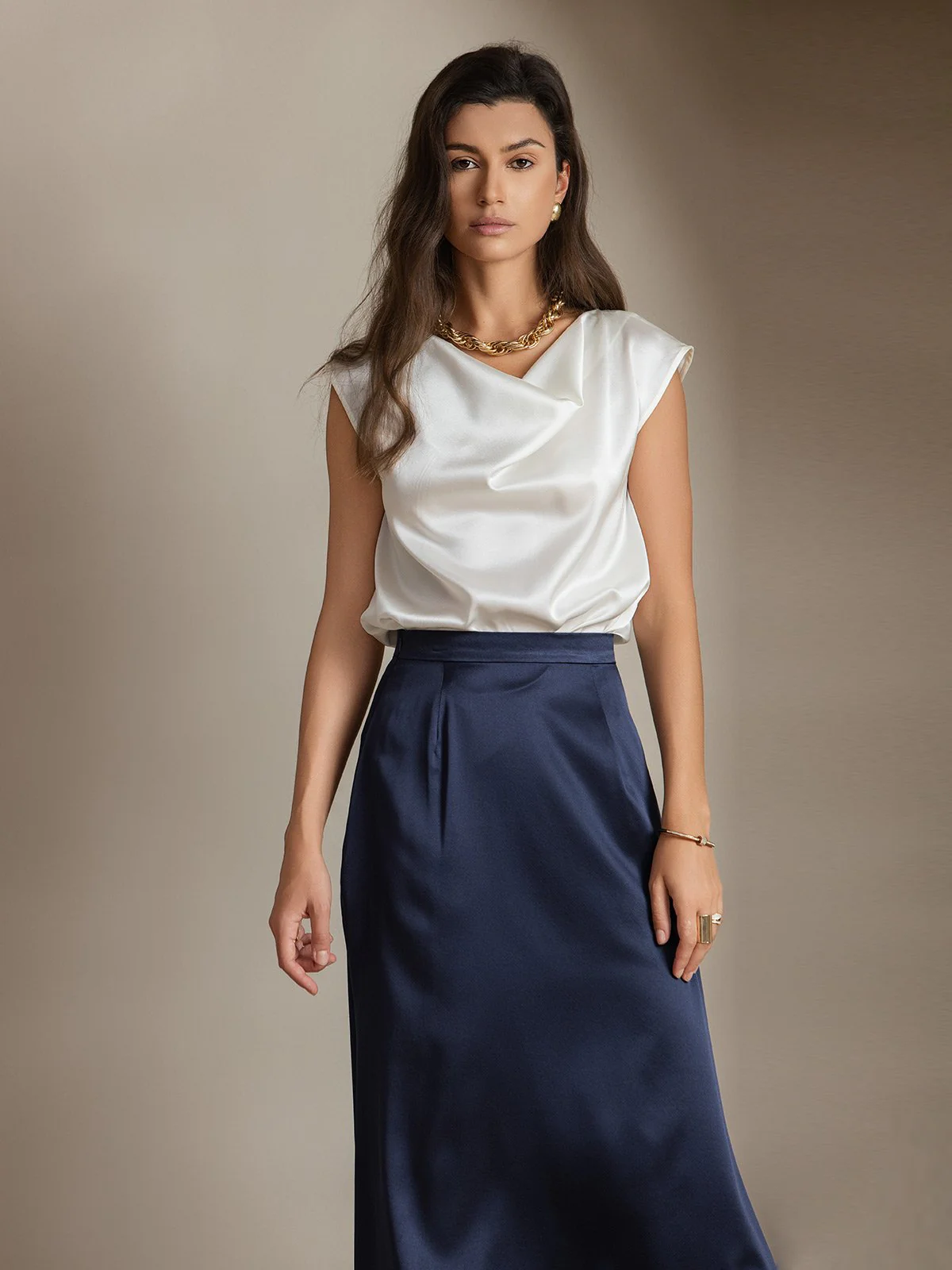 19Momme Silke Kappärmad Krage Tanktop/Blus - Image 21