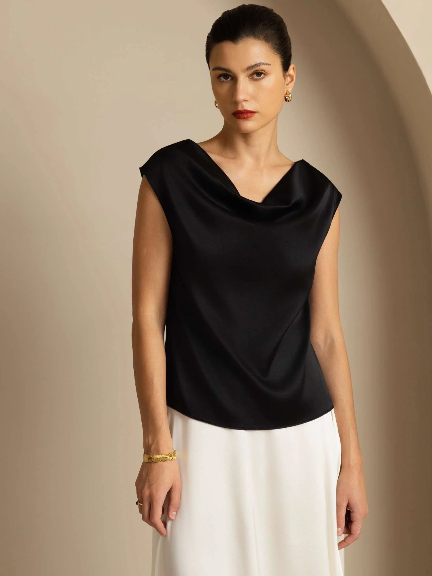 19Momme Silke Kappärmad Krage Tanktop/Blus - Image 28