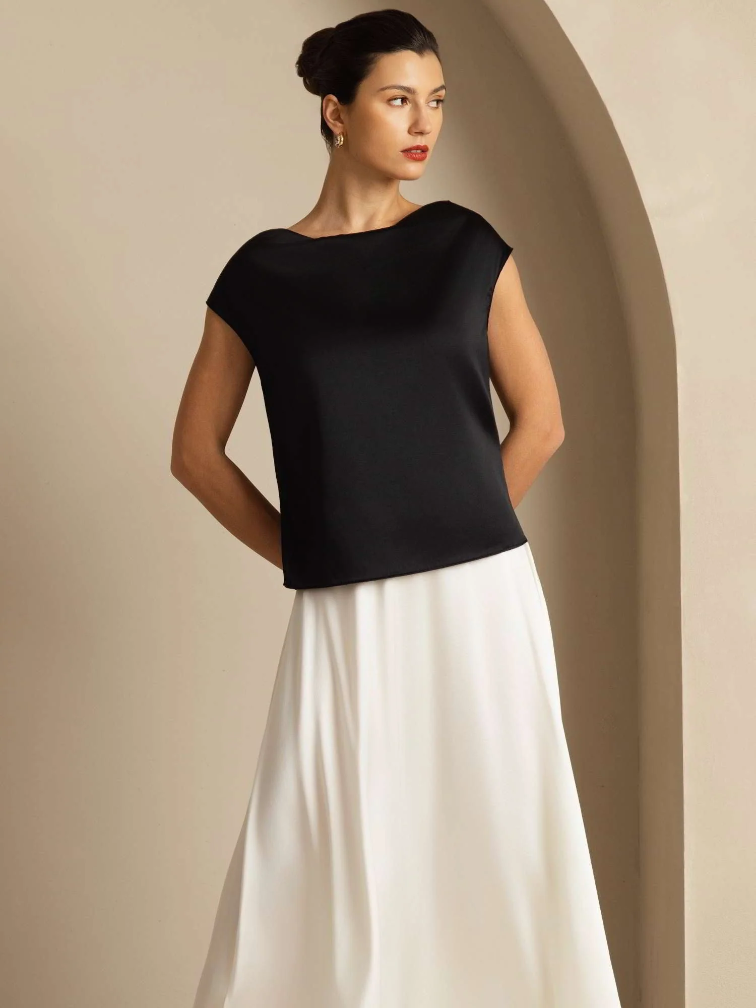 19Momme Silke Kappärmad Krage Tanktop/Blus - Image 35