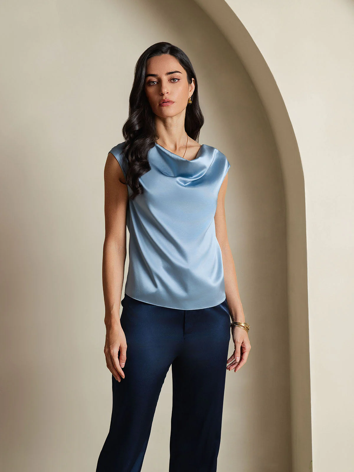 19Momme Silke Kappärmad Krage Tanktop/Blus - Image 44