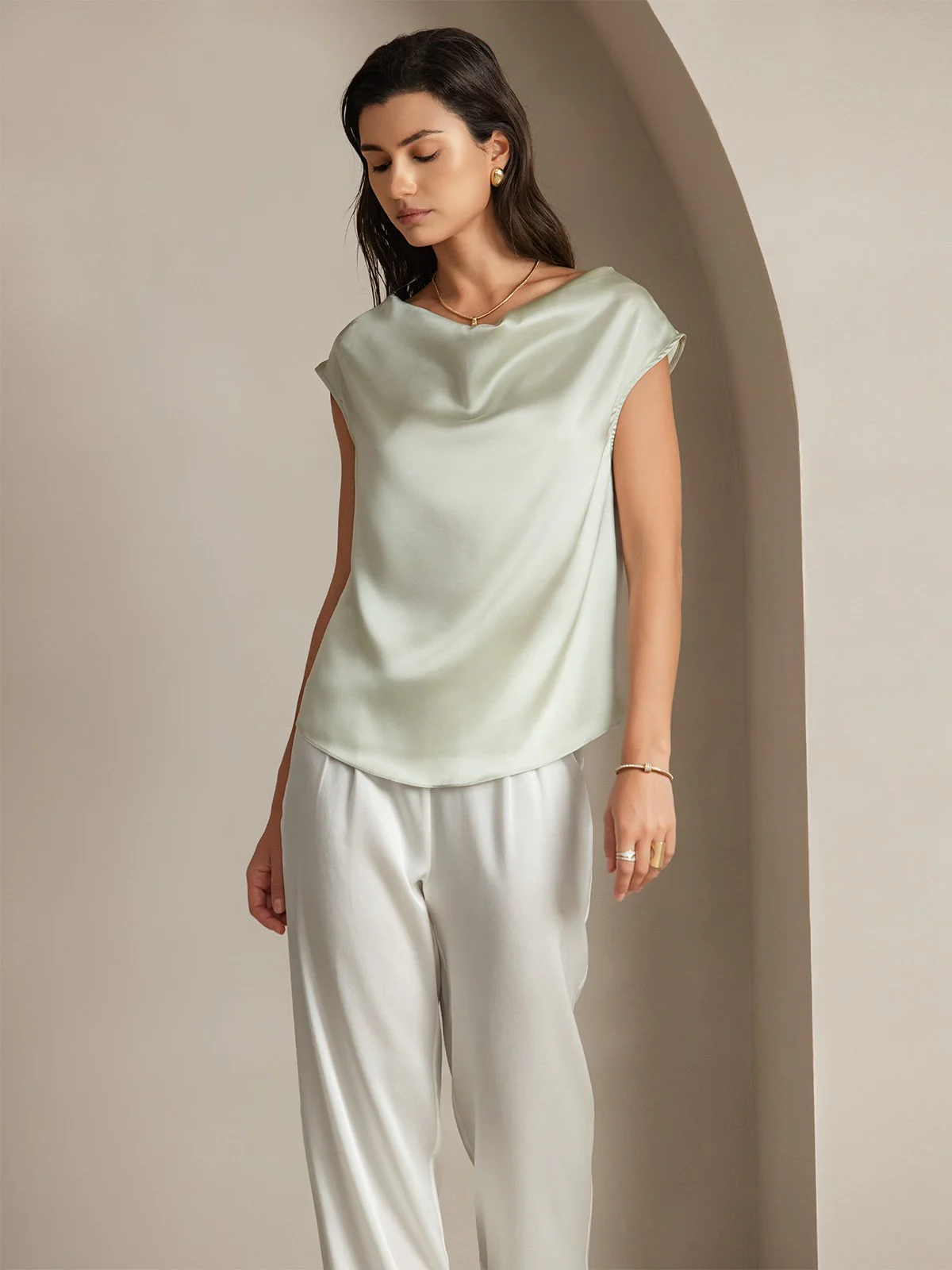 19Momme Silke Kappärmad Krage Tanktop/Blus - Image 67