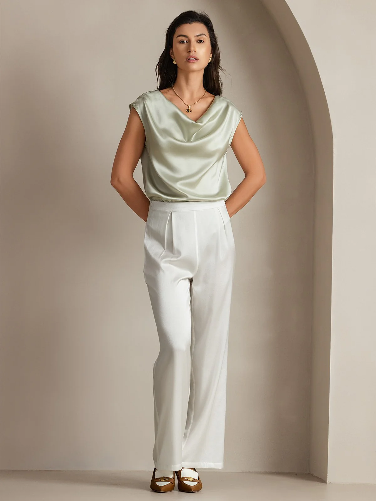 19Momme Silke Kappärmad Krage Tanktop/Blus - Image 69