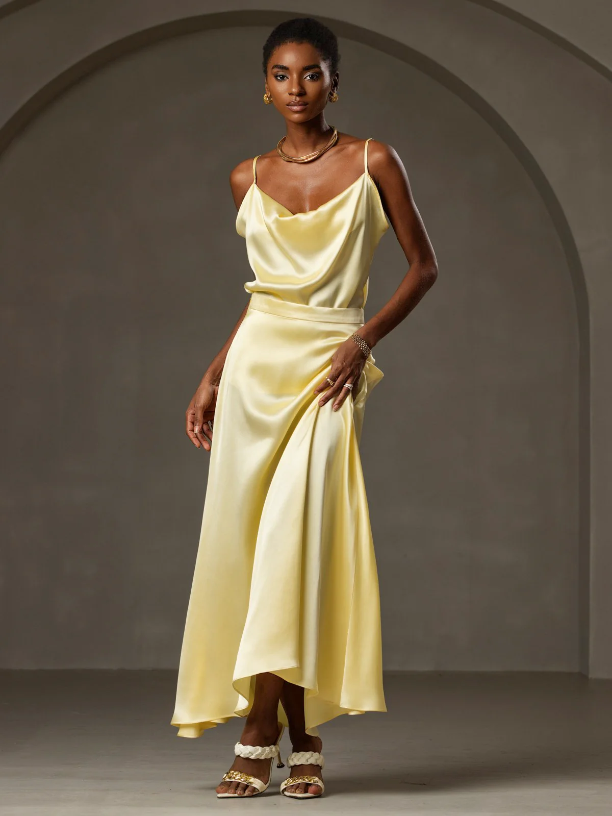 19Momme Silke Tunna Axelband Draperad Halsringning CamisoleTop - Image 49